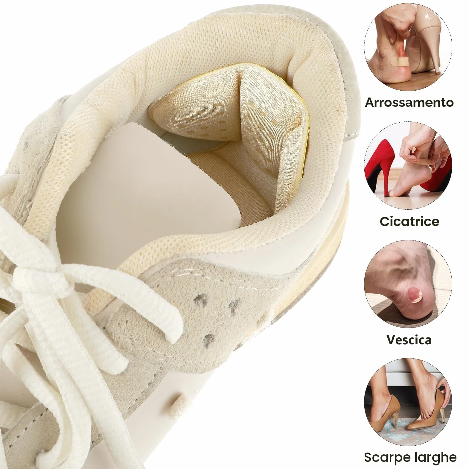 Cuscinetti Antiscivolo per Tallone Autoadesivi per Scarpe e Stivali - Confezione da 4
