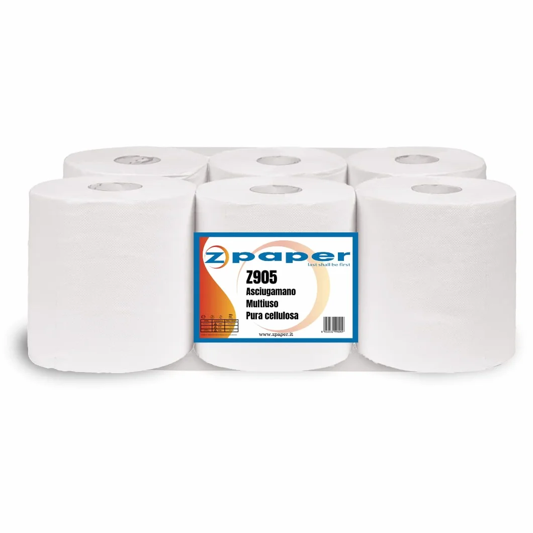 ZPAPER 6 Rotoli Asciugamani Pura Cellulosa 2 Veli Asciugatutto Multiuso