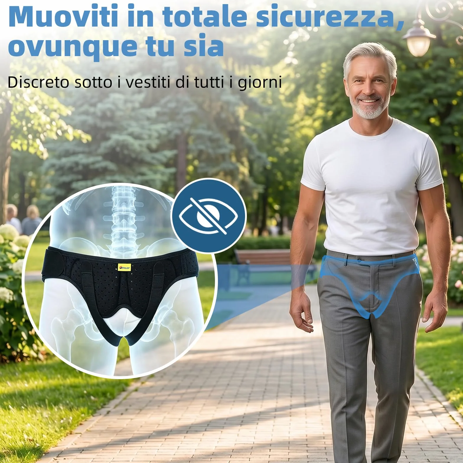 Tenbon Cintura per ernia per uomini e donne Cintura per ernia regolabile flessibile Supporto per ernia Sollievo dal dolore con 2 cuscinetti di compressione rimovibili (L)