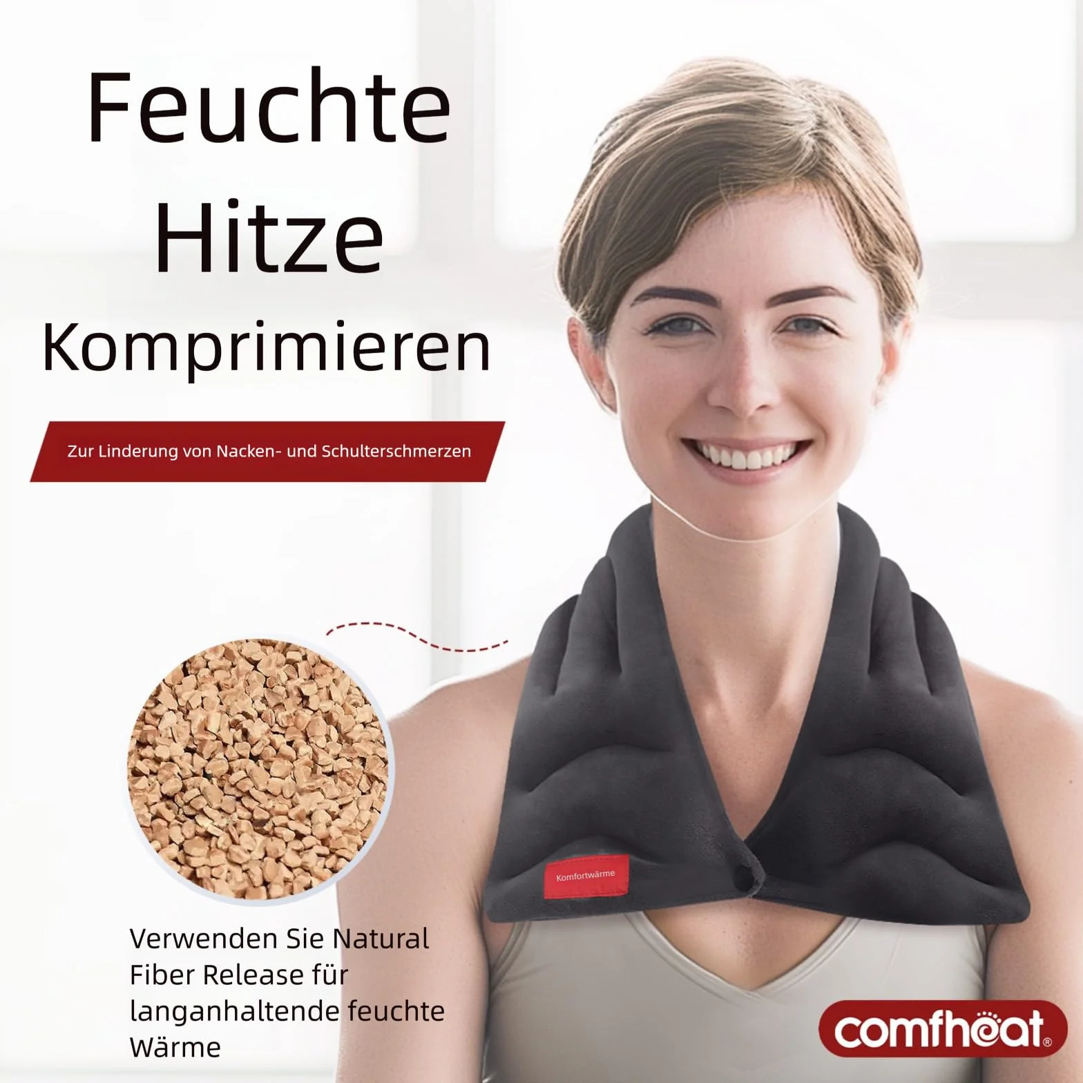 Microwavable - Cuscino riscaldante per collo, spalle, ginocchia, terapia calda, per dolori al collo, articolazioni e dolori muscolari (6" x 24'')