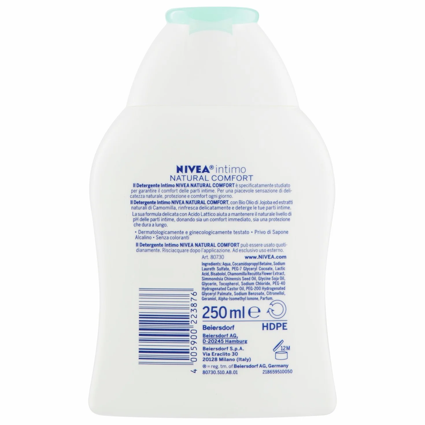 NIVEA Intimo Natural Comfort Detergente Intimo 6 x 250 ml con Camomilla, Acido Lattico e Olio di Jojoba Bio