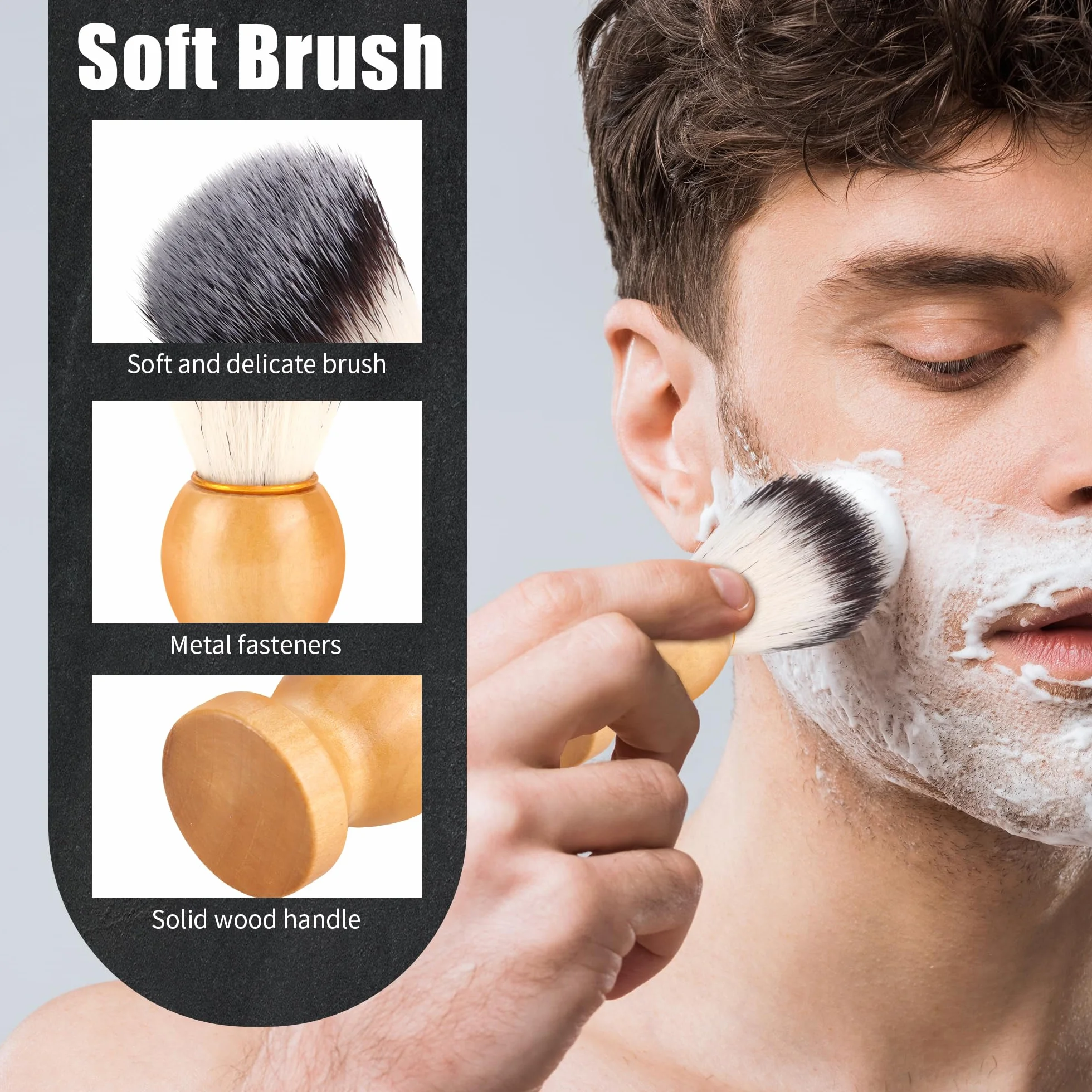 Pennelli da Barba, Ciotola da barba, Ciotola in Acciaio Inox, per la Rasatura a Casa, Dal Parrucchiere e Nel Salone (nero)