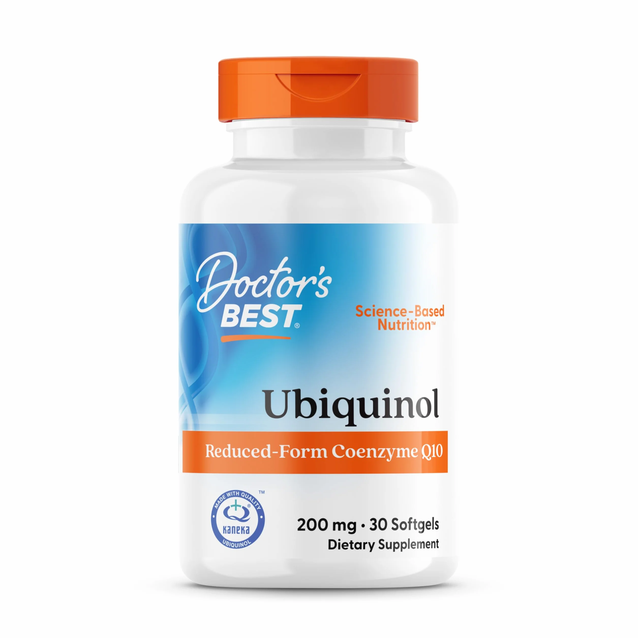 Doctor's Best, Ubiquinol, con Kaneka QH Ubiquinol, 200mg, 30 Capsule morbide, Coenzima Q10, Altamente Dosato, Testato in Laboratorio, Senza Soia, Senza Glutine, non OGM