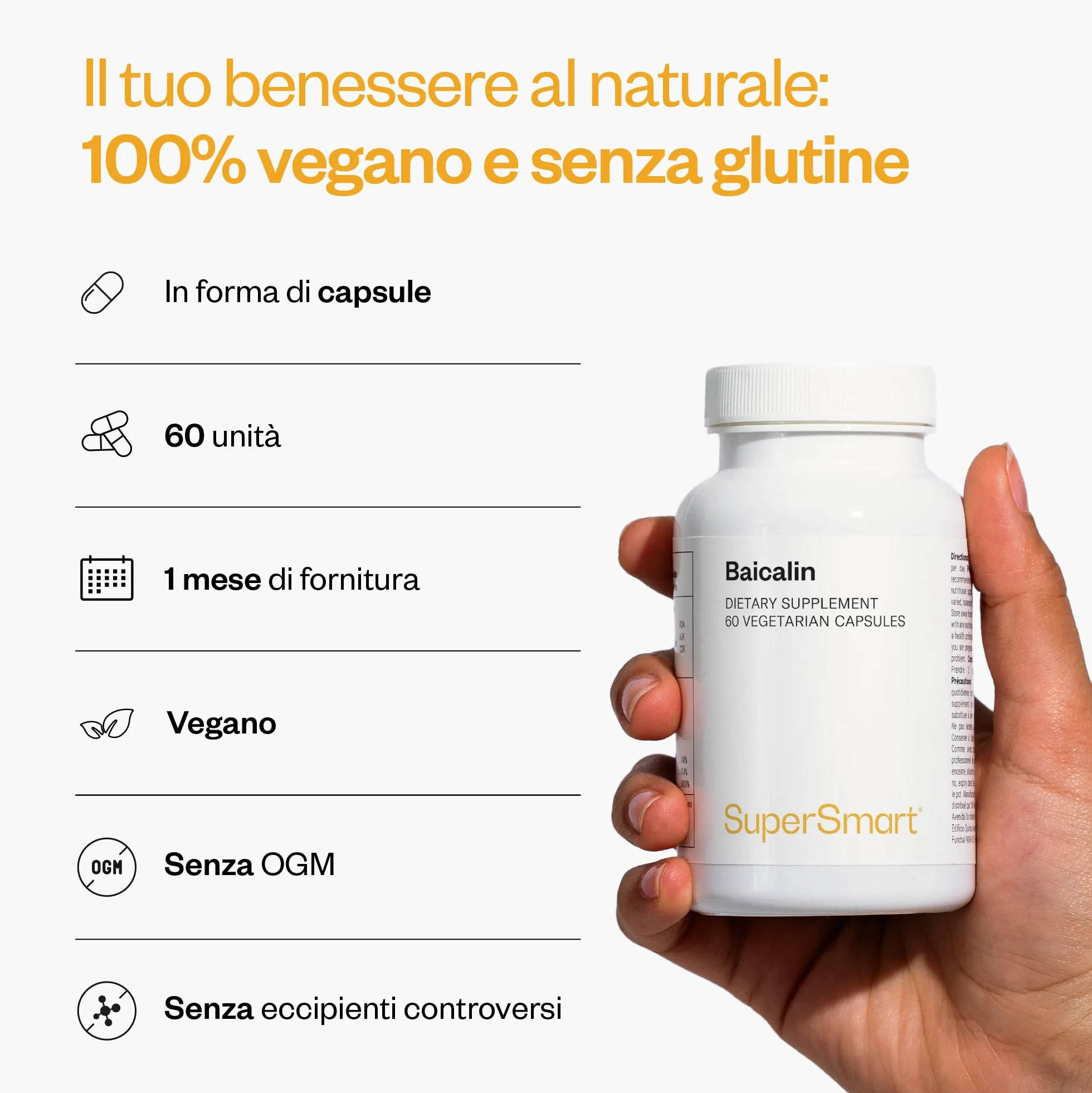 Supersmart Baicalin 500 mg integratore fegato disintossicante vegano