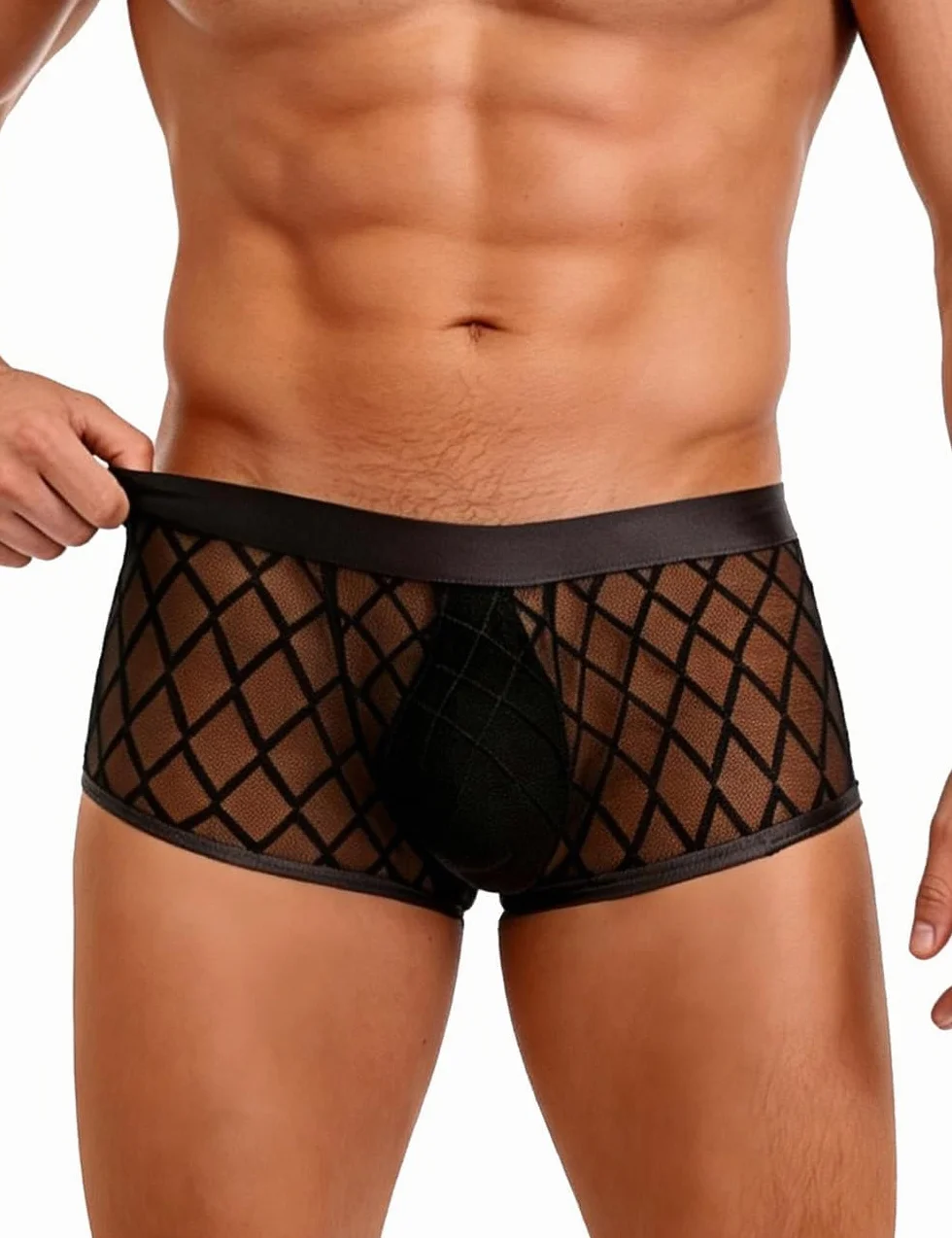 Boxer Intimo Uomo sexyhot Rete Mutande Trasparenti Cintura Elastica Biancheria Intima Traspiranti Morbidi Perizoma Seducente Corte Hipster