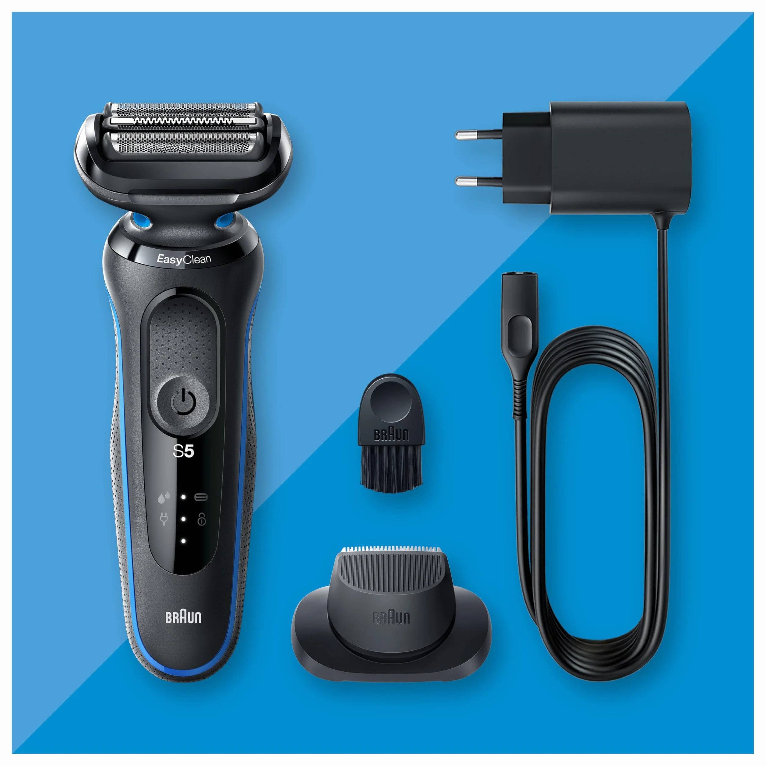 Braun Series 5 Regolabarba Uomo Rasoio Elettrico Barba Wet&Dry Ricaricabile Razor 51-B1200s Blu