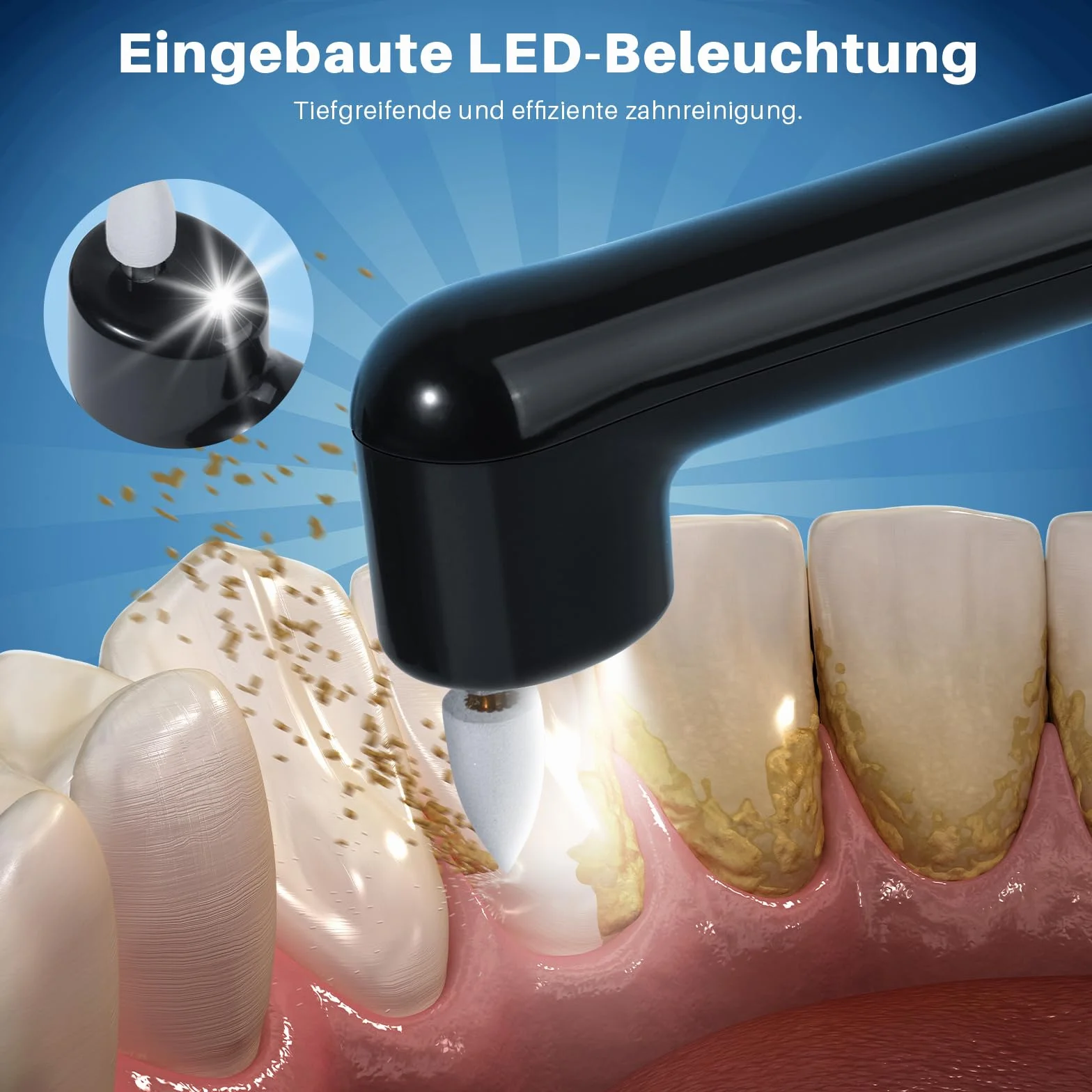 Morfone Set sbiancamento denti lucidatrice dentale 5 modalità 5 teste LED USB-C IPX6