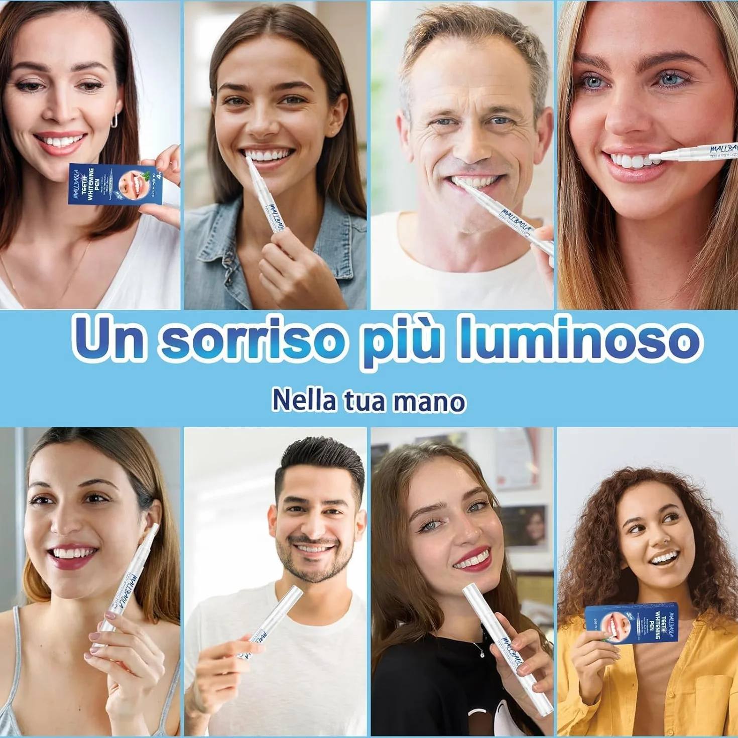 Penna Sbiancante Denti 4 Pezzi Kit Sbiancante Denti Immediato Gel Rimuove Macchie Ingiallimento