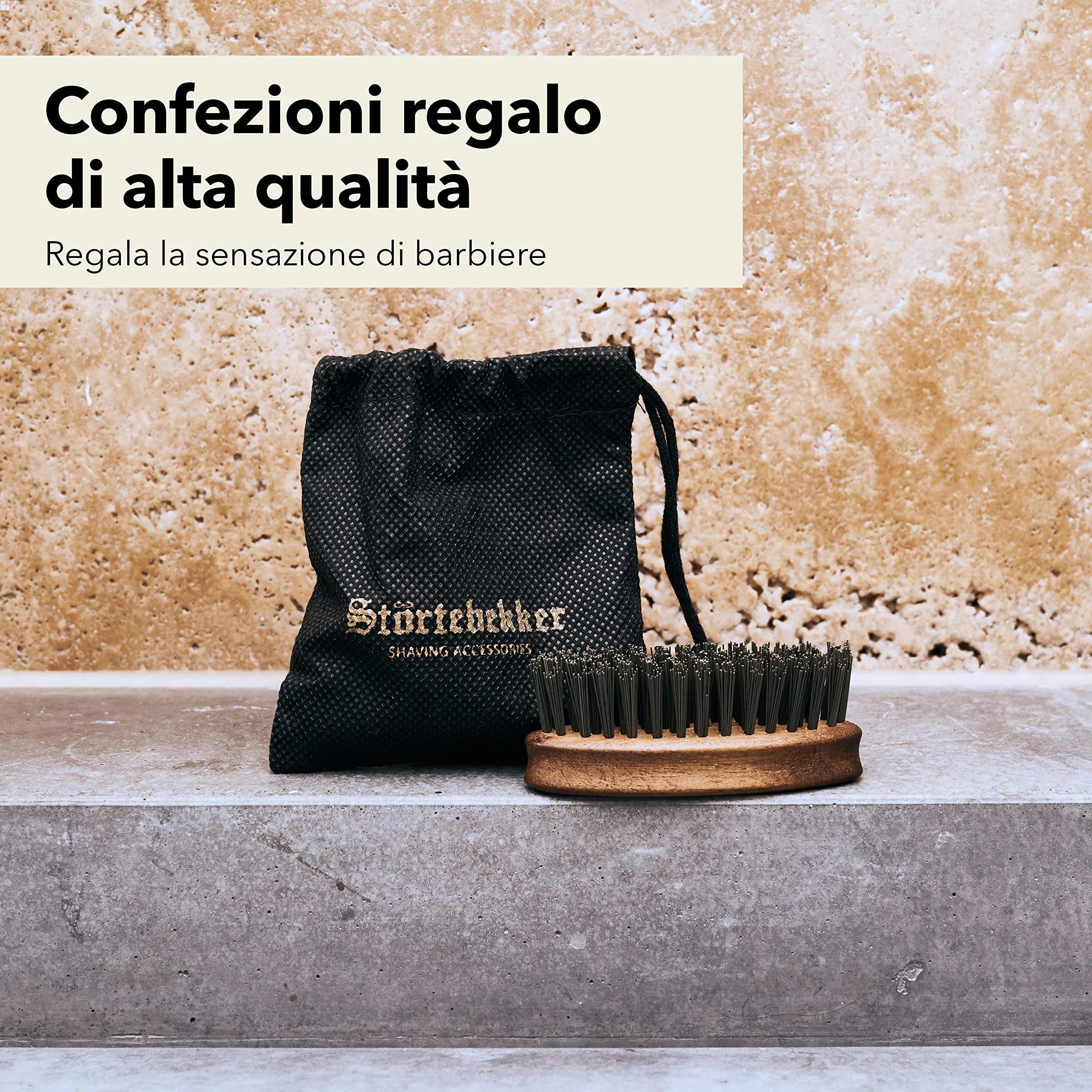 Störtebekker® Spazzola per la barba Premium - Made in Germany - Districa la Barba e Previene il Prurito - Setole BioniFil Sostenibili - Legno di Noce - Spazzola per Barba (Normale)