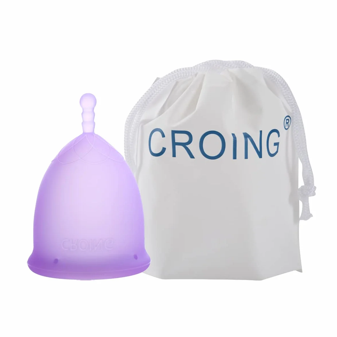 CROING 𝗖𝗼𝗽𝗽𝗲𝘁𝘁𝗮 𝗠𝗲𝘀𝘁𝗿𝘂𝗮𝗹𝗲 Coppetta Mestruale 2 Pezzi (Viola)