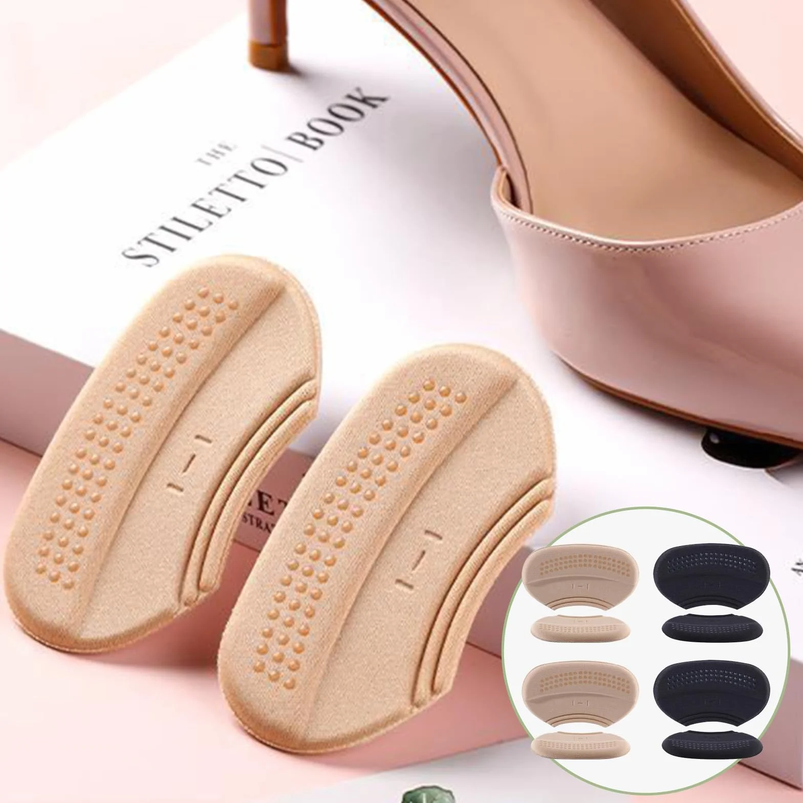 Set di 4 paia di cuscinetti per tallone, 3 mm e 6 mm autoadesivi, protezione per tallone per scarpe, inserti per scarpe troppo grandi, cuscinetti per tallone contro vesciche e sfregamento
