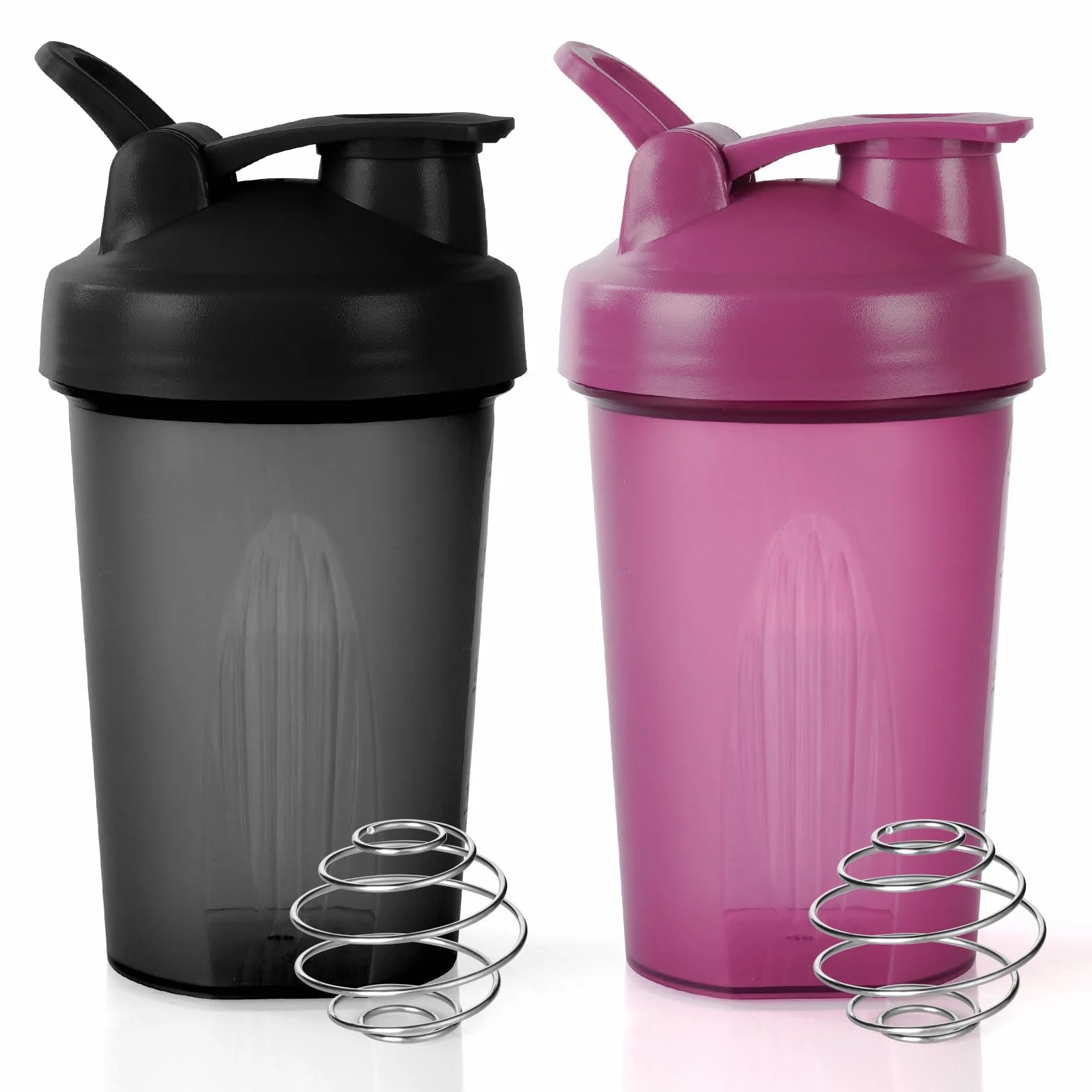 ACWOO Protein Shaker, 2PCS Shaker Proteico 500 ML, Bottiglia per Shaker con Tappo a Vite e Sfera di Miscelazione, Borraccia Palestra a Prova di Perdite con Maniglia, per Frullati Proteici, Senza BPA