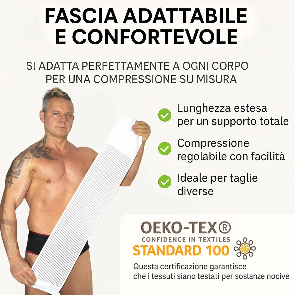 BODYPERFECT Fascia ernia ombelicale Pancera post operatoria Cintura post parto Elasticizzata A Strappo Altezza 20 Cm Made in Italy (Bianco, S)