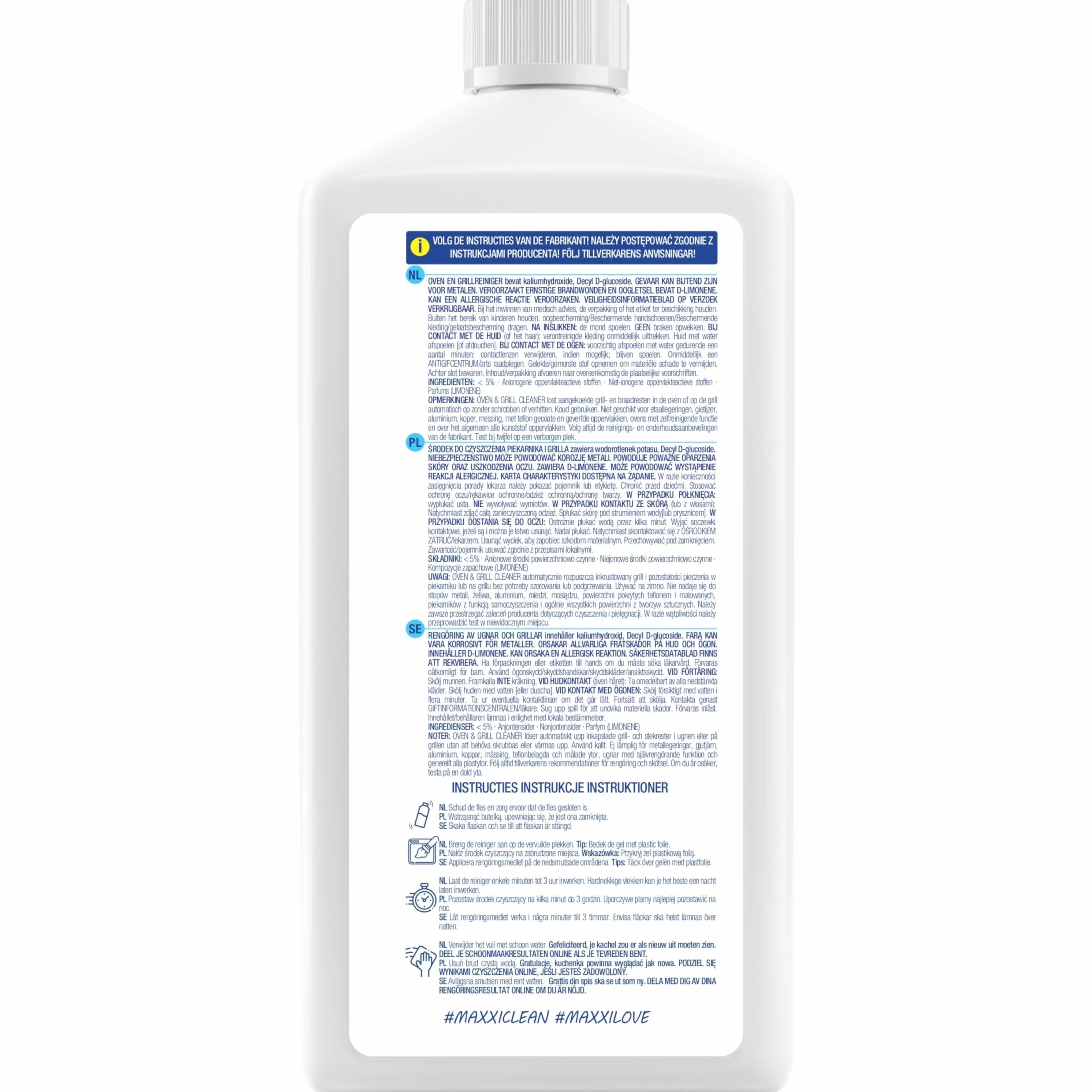 Maxxi Clean | Kit di pulizia per forno e grill | 750 ml di gel con 1 pennello | detergente e sgrassatore extra potente per forno, piano cottura e grill | scioglie le incrostazioni