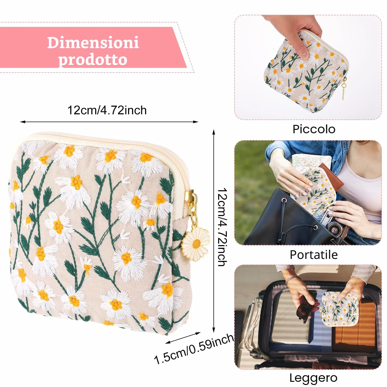 TIESOME Borsa Porta Assorbenti Impermeabile 2 Contenitori per Assorbenti Igienici con Cerniera