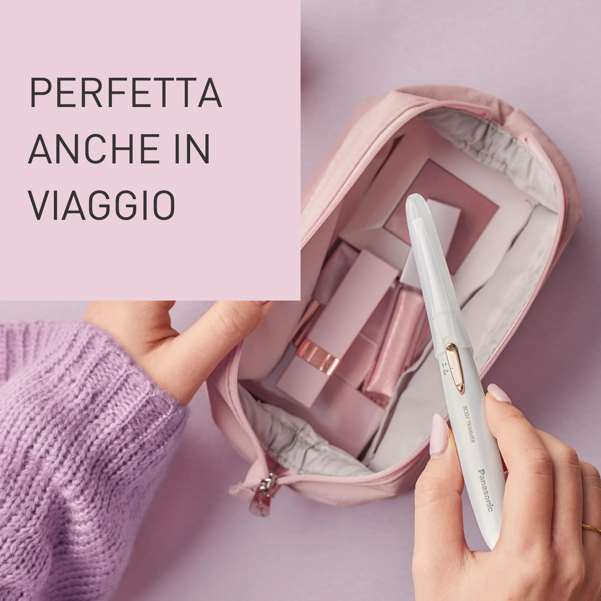 Panasonic ES-WR51 Epilatore Compatto per il Corpo, Rasoio da Donna, a Secco, Alimentato a Batteria (Necessaria 1 AAA), Cappuccio di Protezione, Spazzola di Pulizia, Bianco