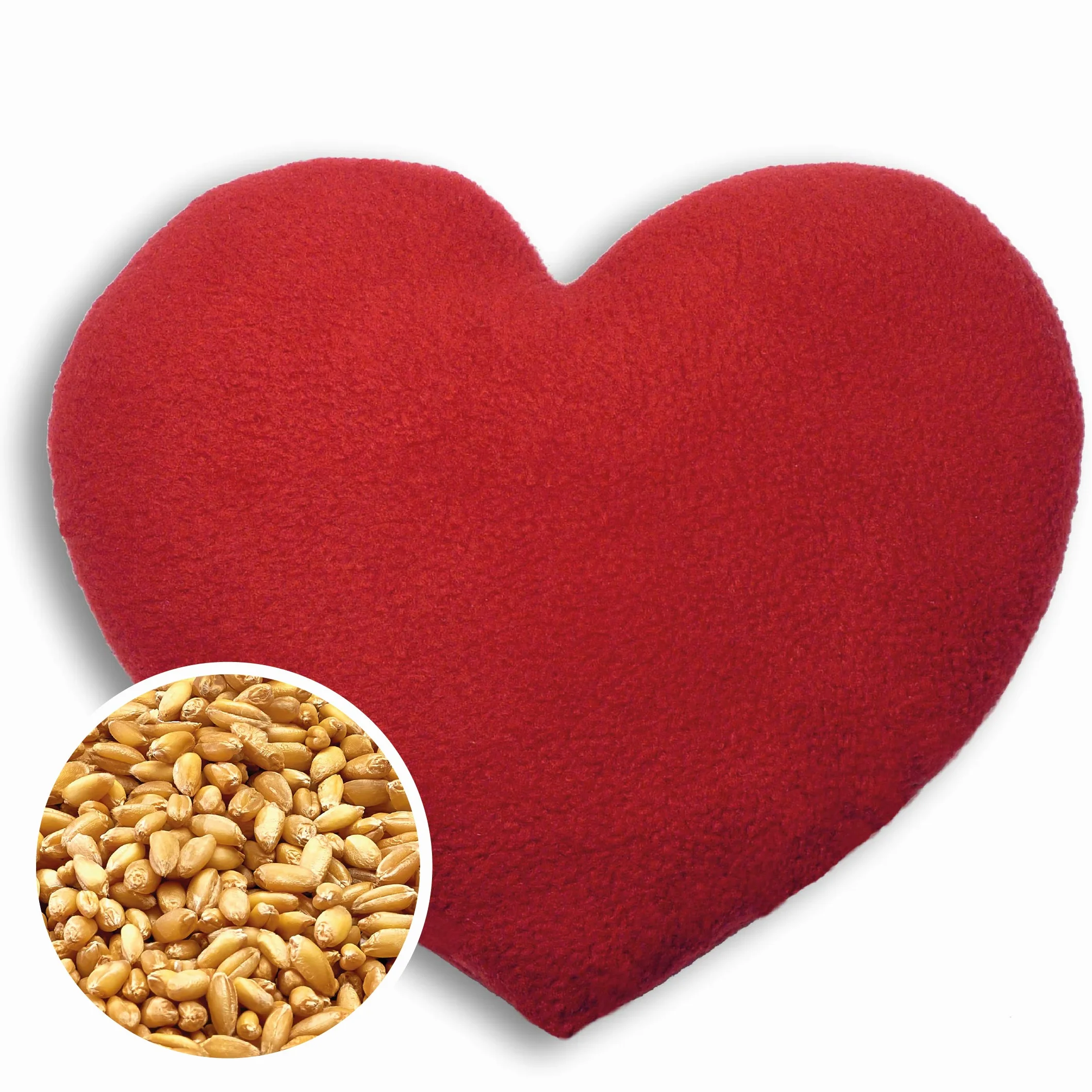 CUSCINO RISCALDABILE Leschi per la pancia, la schiena e la zona lombare/Per coliche dei neonati e il ciclo/Per microonde, con semi di grano/Cuscino termico per bambini/Cuore grande, rosso