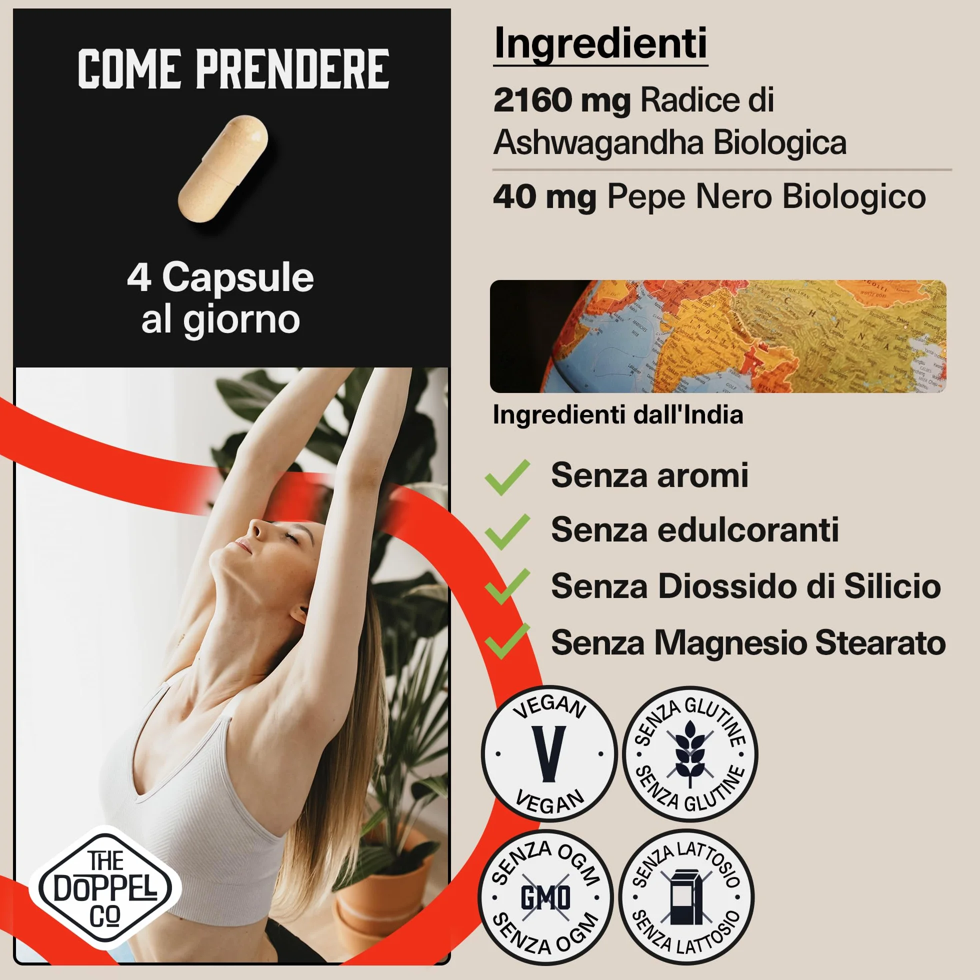 Ashwagandha Capsule 2160 mg 200 Capsule Vegetali BIO con Pepe Nero - Withania Somnifera Alto Assorbimento