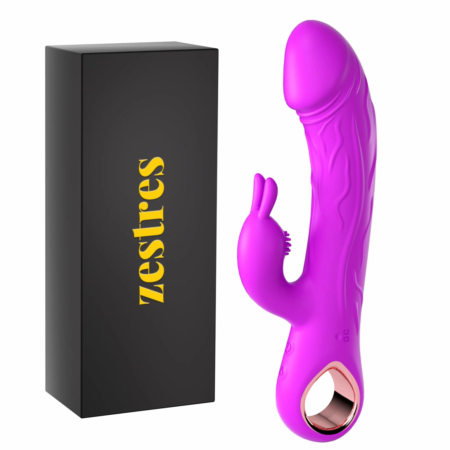 Vibratore a Forma di Coniglio Viola con 10 Frequenze Vibrazioni Materiali ABS+Silicone IXP6 Impermeabile Carica Magnetica 1H Pacchetto Privacy Massimo Piacere e Discrezione