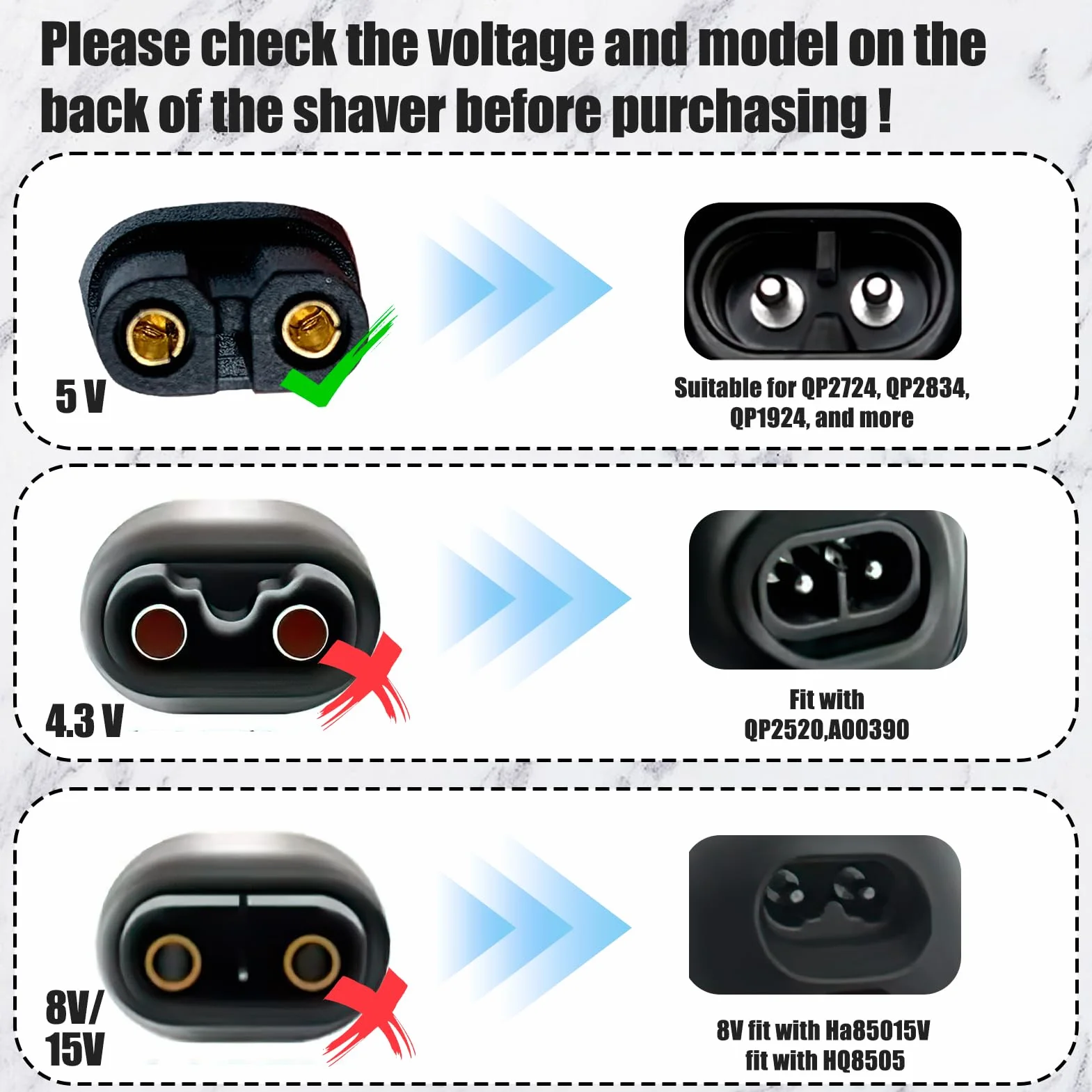 Cavo di Ricarica USB 5V Compatibile con Philips per Rasoio Accessorio, Filo di Rame Spesso