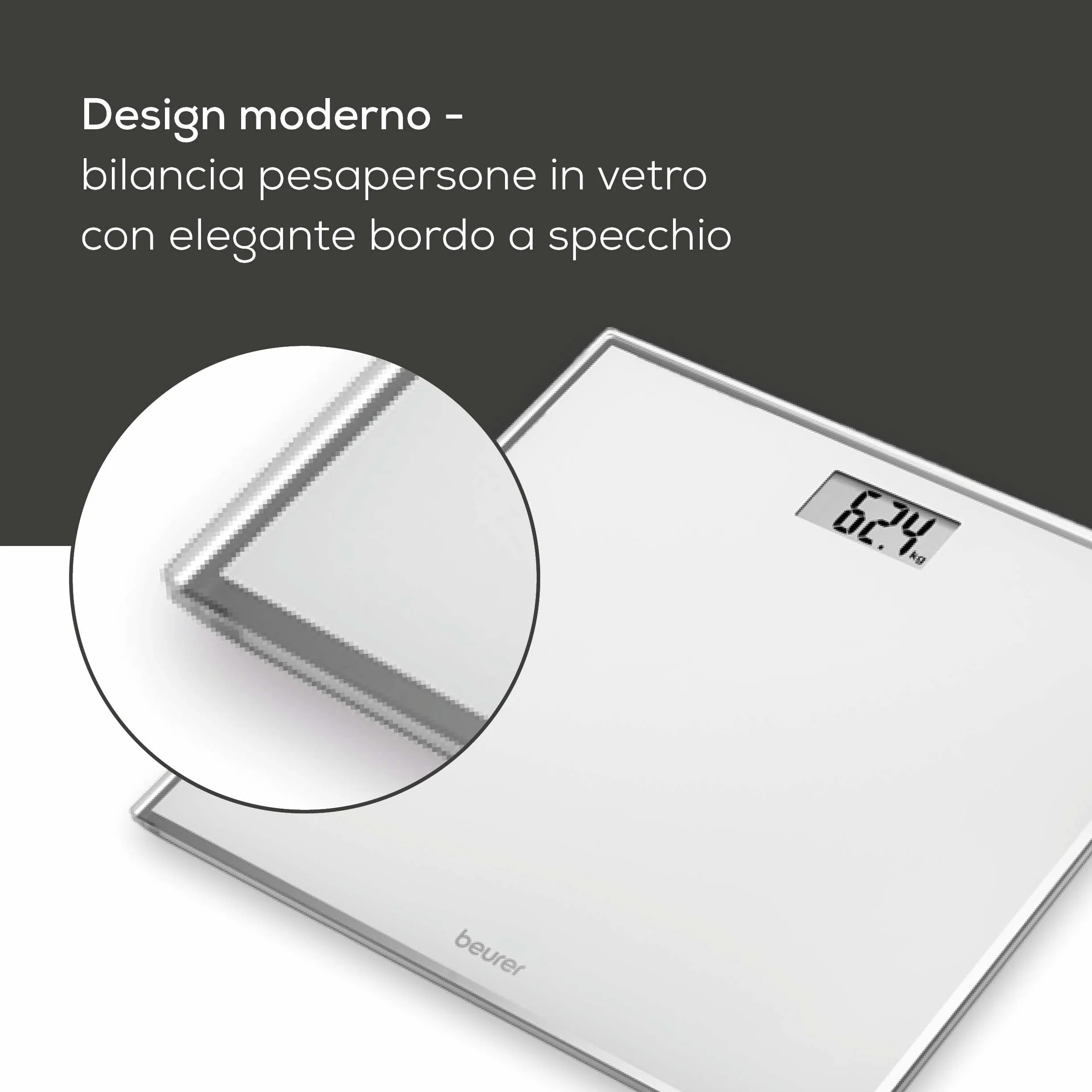 Beurer GS 120 Bilancia Digitale Compatta in Vetro, Display LCD, Portata 150 kg, 27x26 cm, Graduazione 100 g