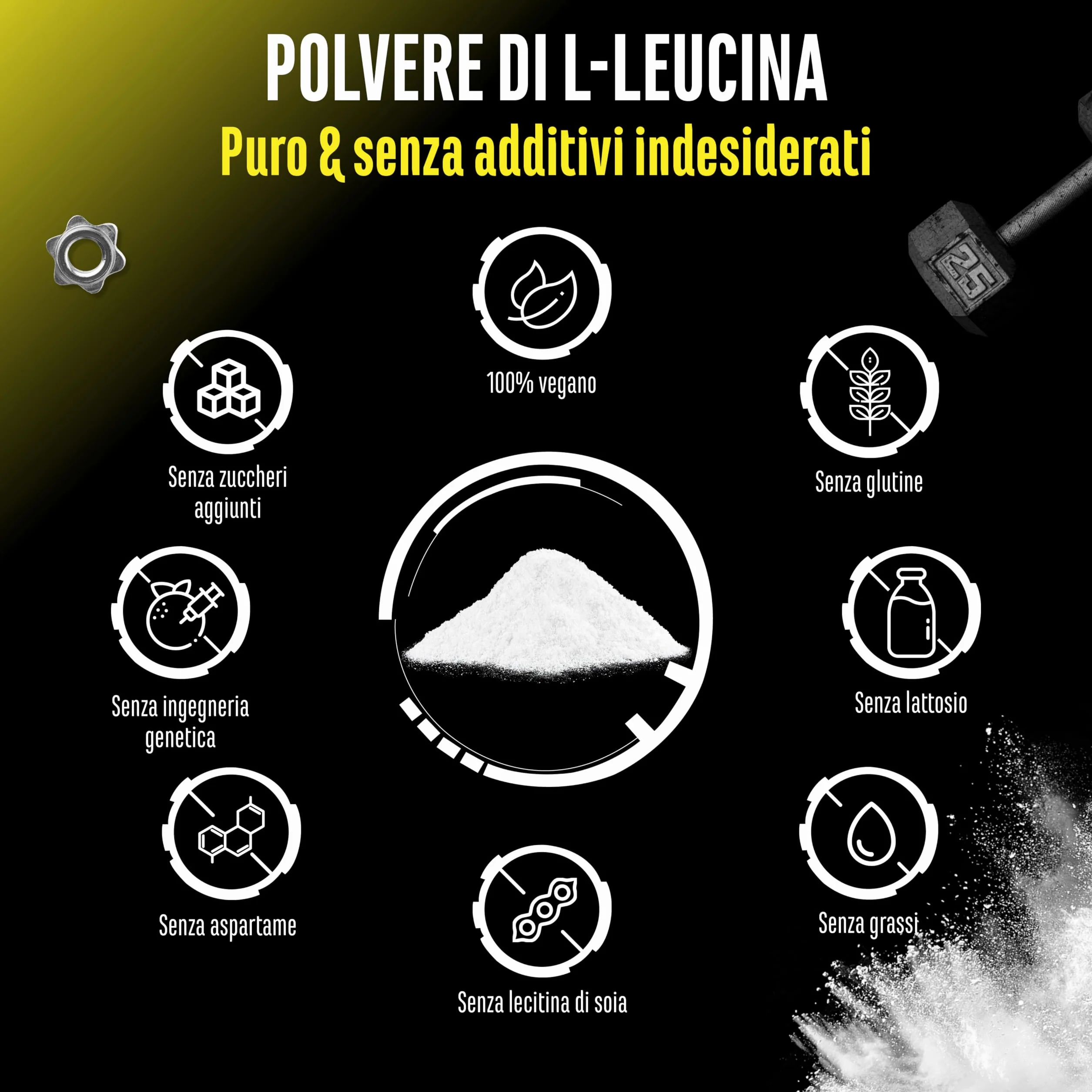 Leucina - 500 g di polvere - Elevata purezza - Materia prima premium: L-leucina naturale fermentata - Aminoacido - Senza additivi indesiderati, vegan