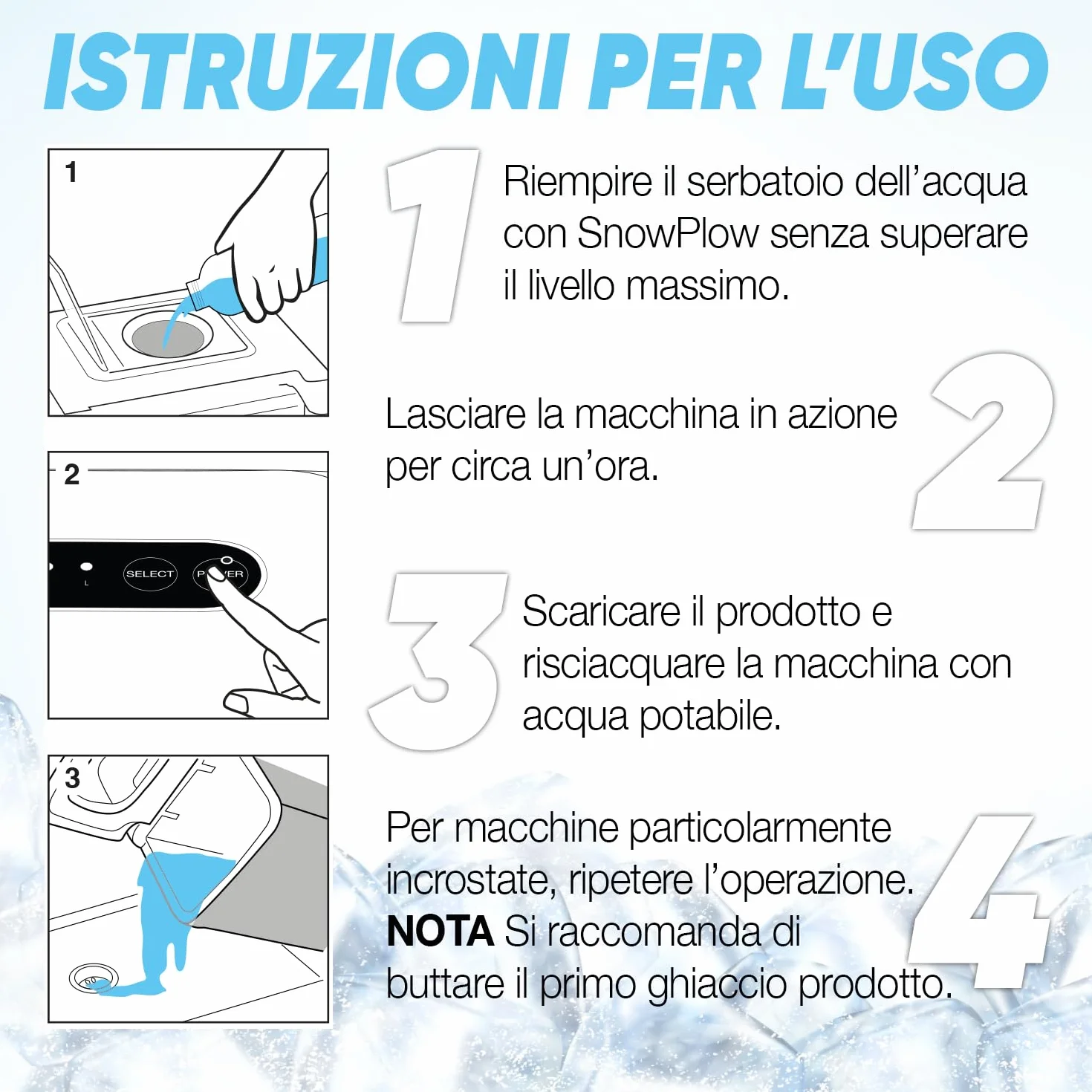 ErrecHome Snowplow Pulitore Disincrostante Anticalcare per Macchina del Ghiaccio 1 L NSF A1 A3