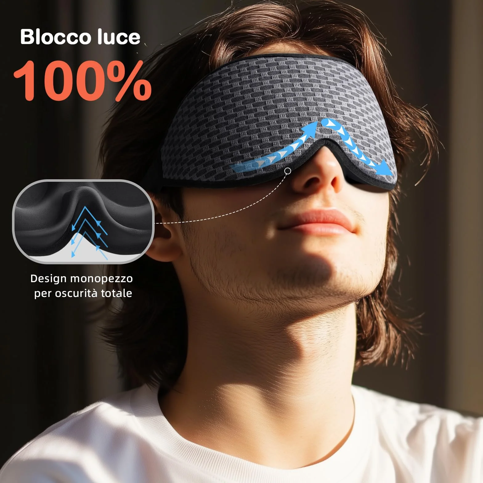 INNELO Maschera da Sono 3D per Uomo e Donna, Versione Migliorata 2025 per Dormitori Laterali, Maschera per Gli Occhi a Blocco 100% della Luce, con Cavità Oculari Comode e Senza Pressione, Grigio