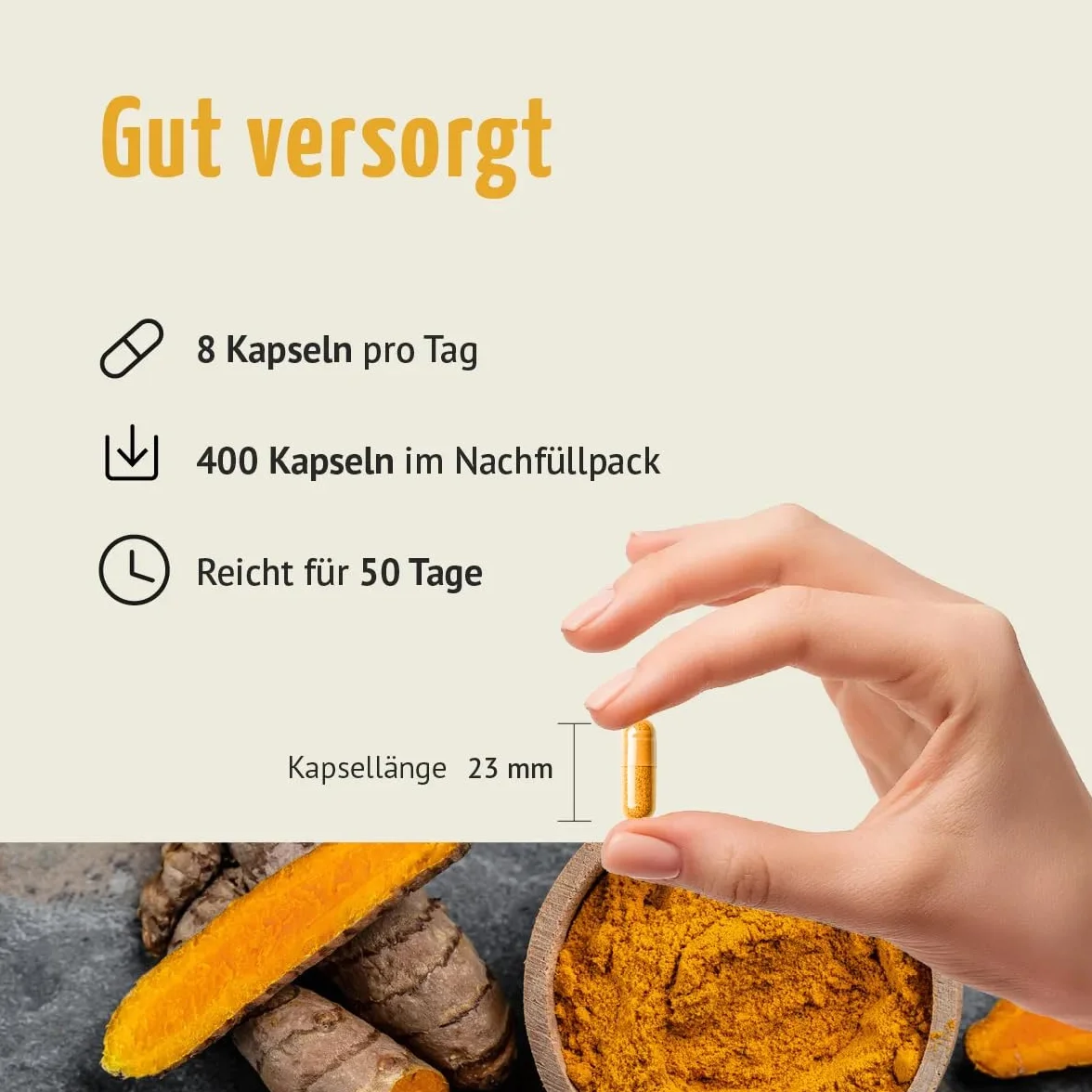 Capsule di curcuma biologiche 4800 mg 400 pezzi ricarica Achterhof