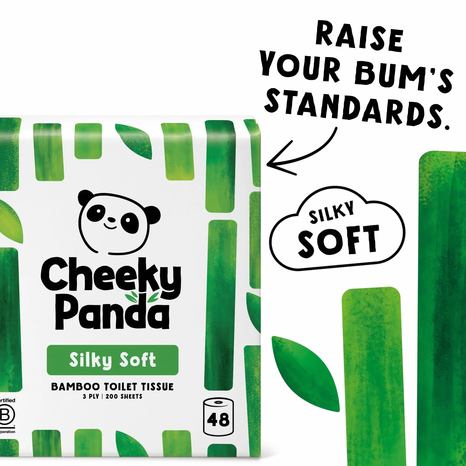 The Cheeky Panda Carta Igienica Bamboo 48 Rotoli 3 Veli 200 Fogli Biodegradabile
