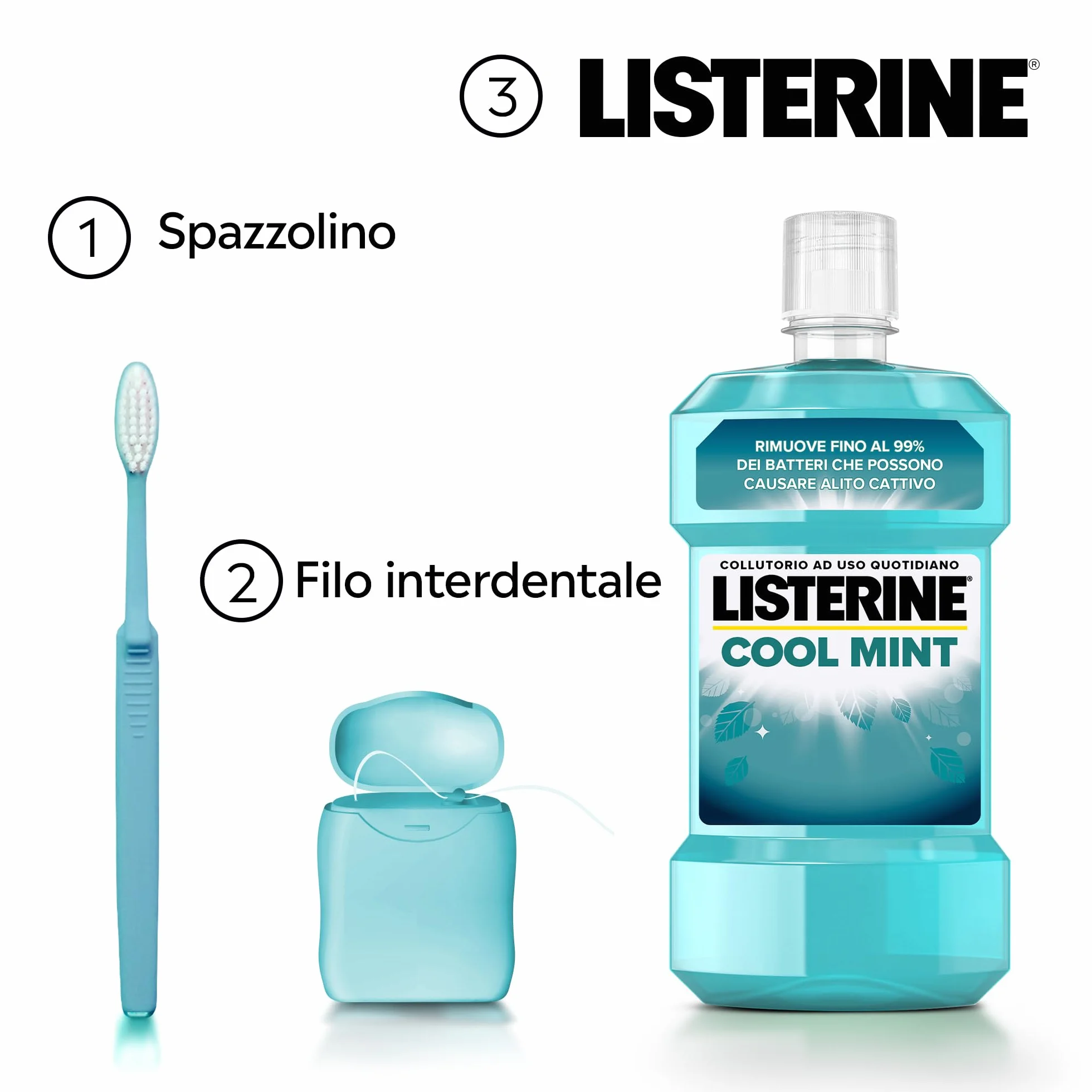 LISTERINE Cool Mint Collutorio Antibatterico Menta 500 ml