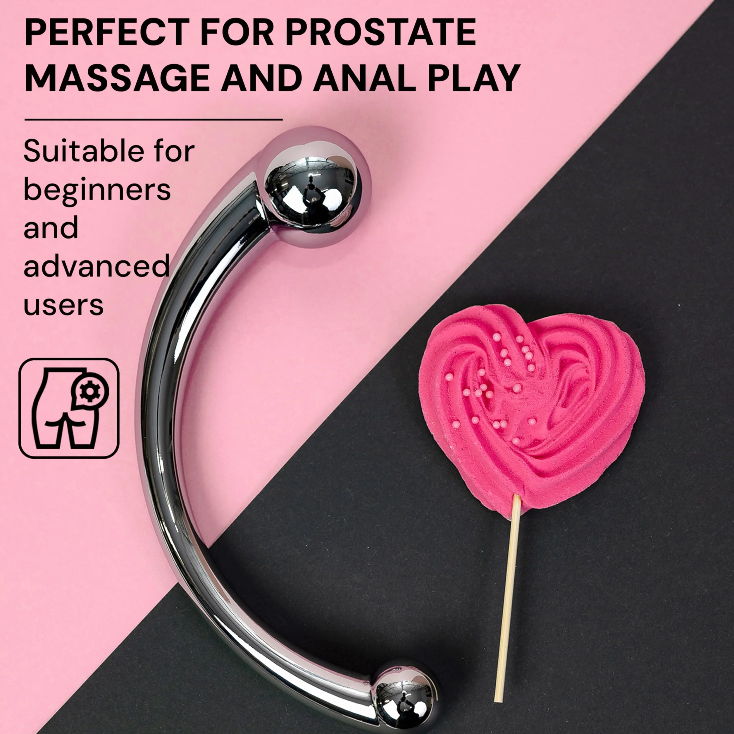 Doppio dildo anal plug in metallo 20 cm Dildo prostata doppio per uomini e donne dildo anale in acciaio sex toy dildo anale in metallo color argento Peso 510 g Dildo per uomini FOPS A110L