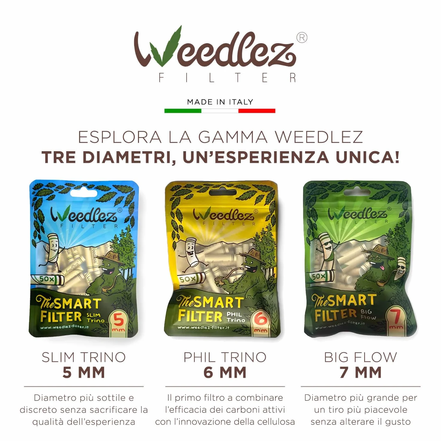 Filtri a Carboni Attivi e Cellulosa Mister Canapa 6 mm 50 Pezzi