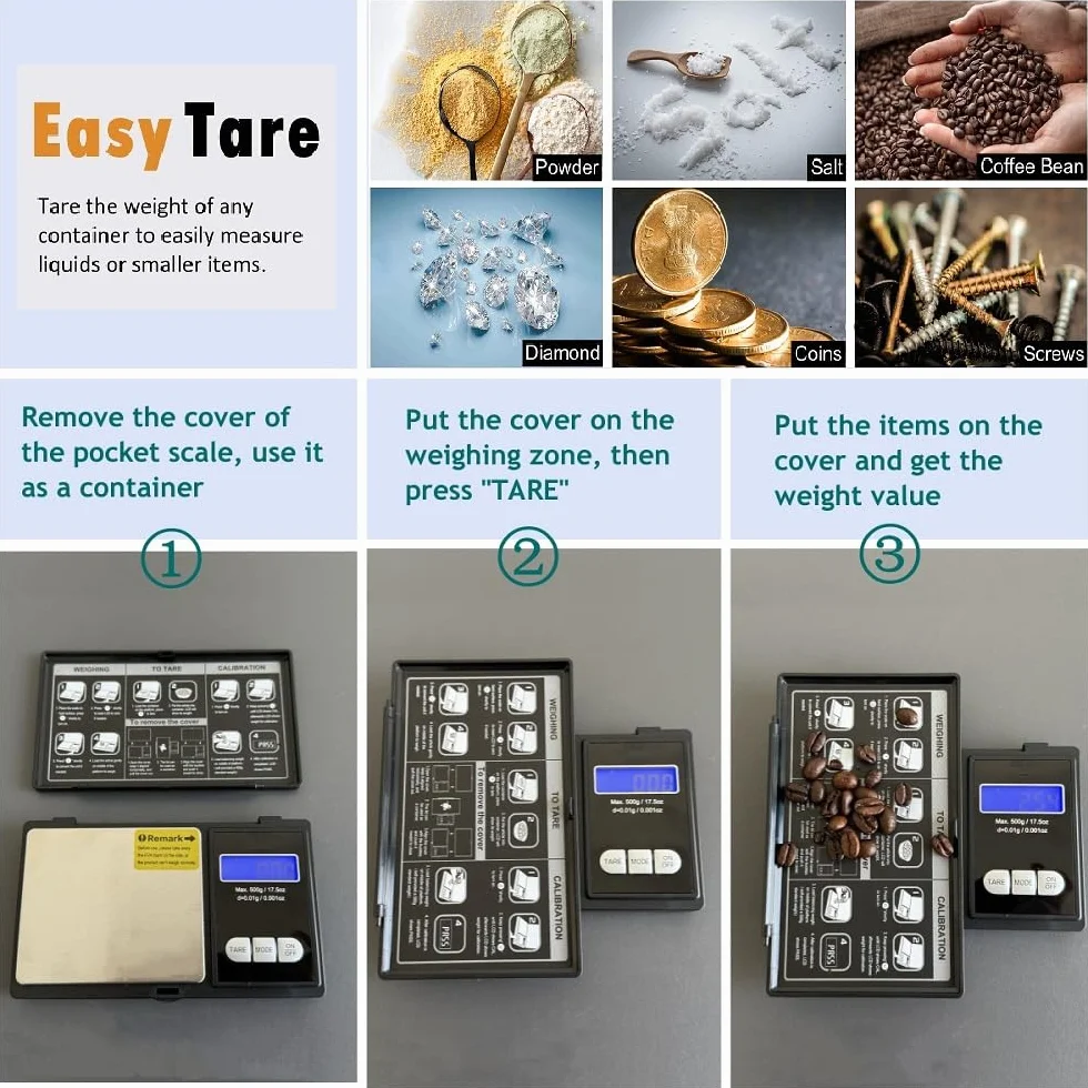 CAMRY Bilancia digitale tascabile 500g/0.01g professionale per gioielli oro cibo caffè erbe monete
