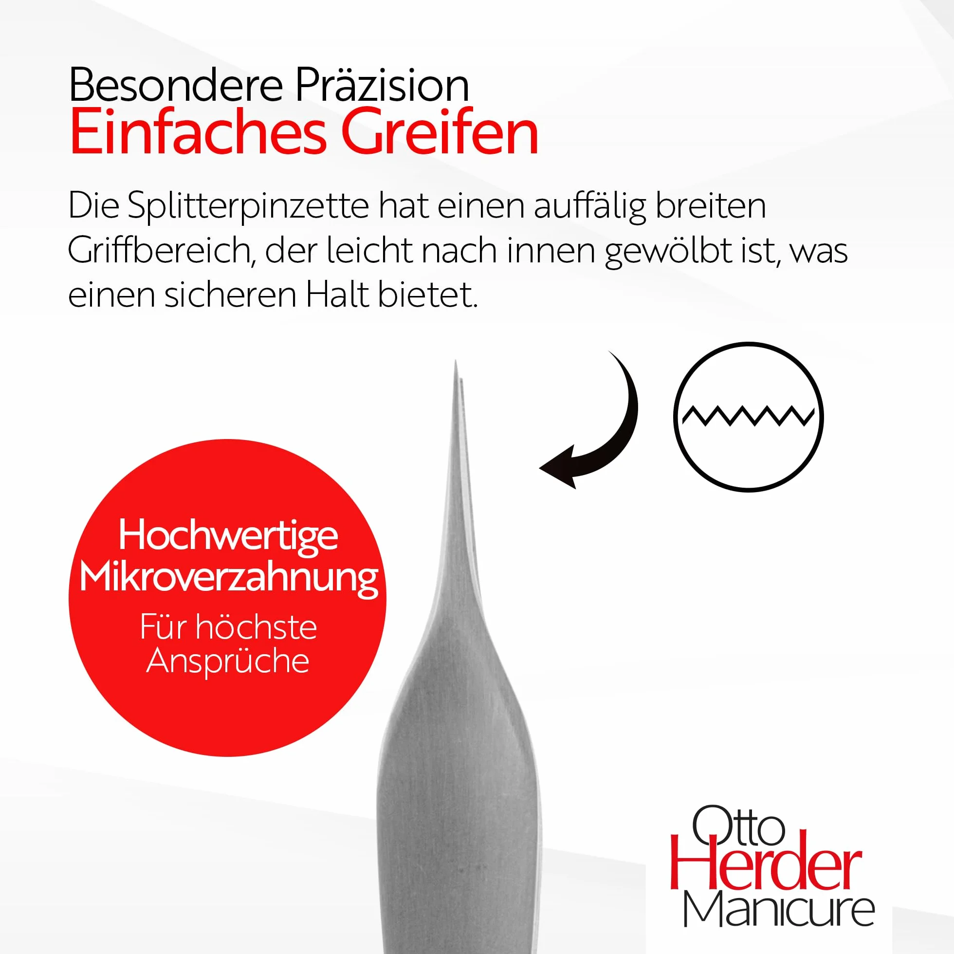 Otto Herder Pinzetta manicure con punta fine 11,3 cm, acciaio strumentale, qualità medica