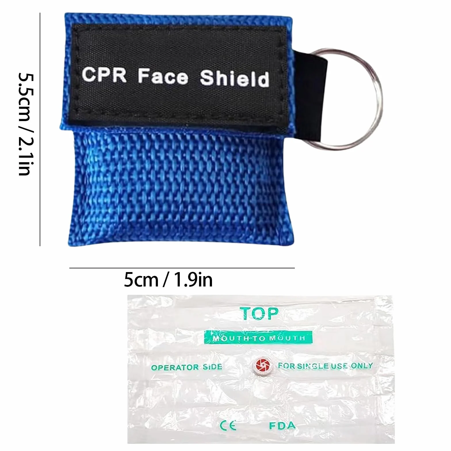 Maschere Respiratorie di Primo Soccorso CPR in PE, 8 Pezzi, 5,5 x 5 cm, Portachiavi
