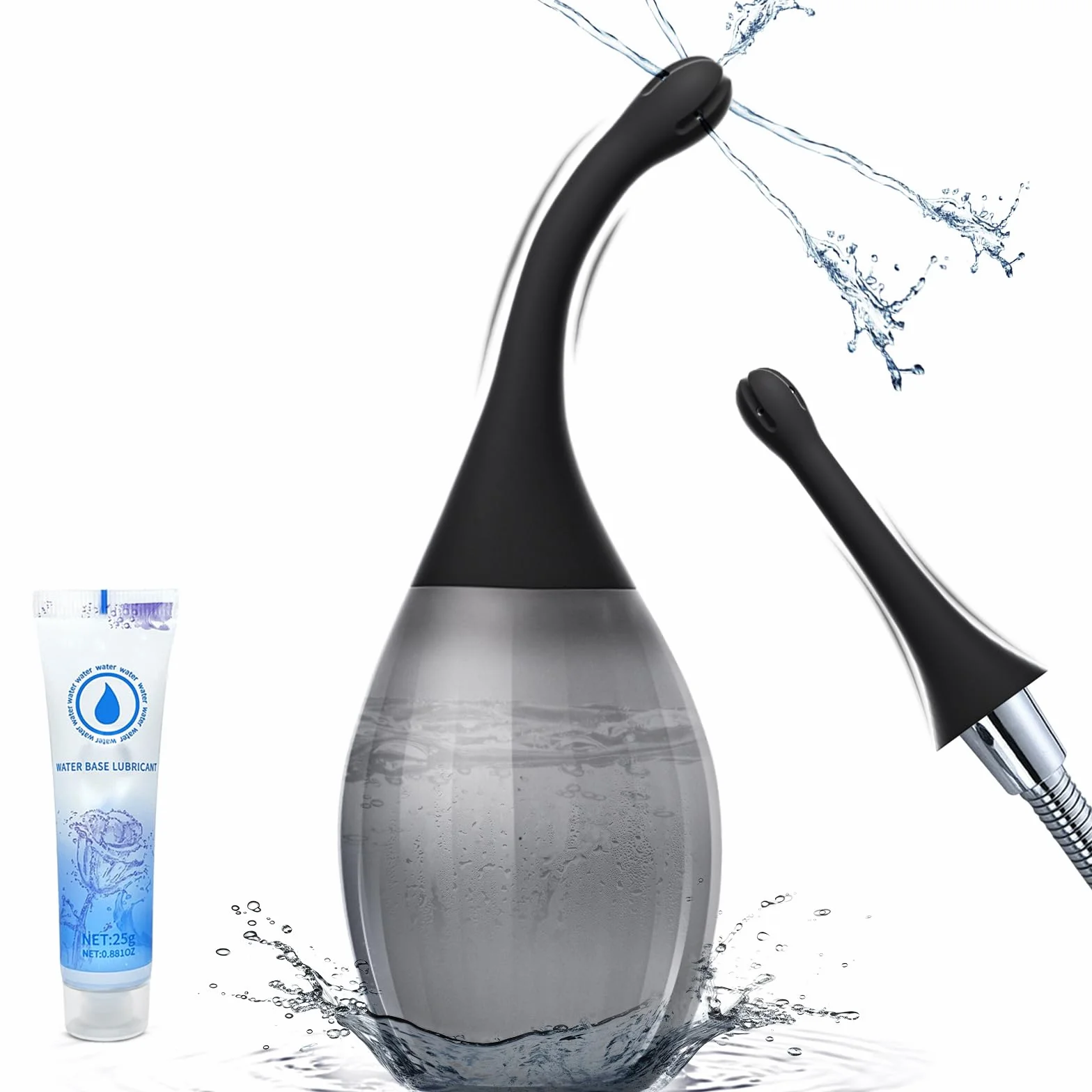 Clistere per Pulizia Ano per Uomini e Donne - Peretta per Clistere per Adulti da 300 ML con Ugello Flessibile per Doccia Anale, Kit Doccia Vaginale in Silicone Antireflusso per Lavaggio Anale e Colon