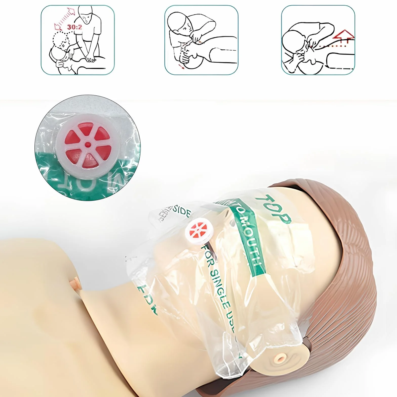 Maschere Respiratorie di Primo Soccorso CPR in PE, 8 Pezzi, 5,5 x 5 cm, Portachiavi