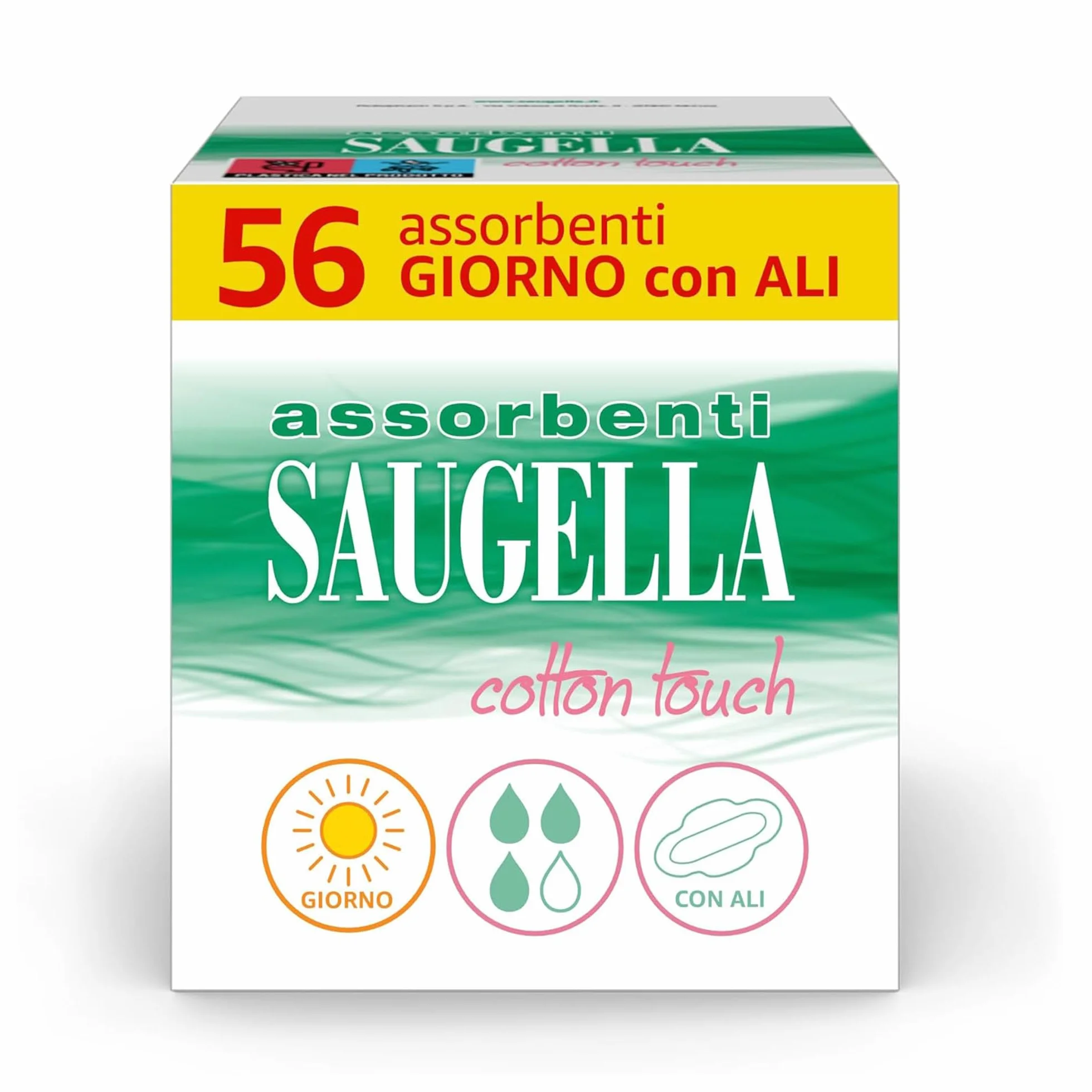 Saugella Assorbenti Cotton Touch Giorno 56 sztuk z Ali, Antybakteryjne, Antyodorowe, Łagodzące