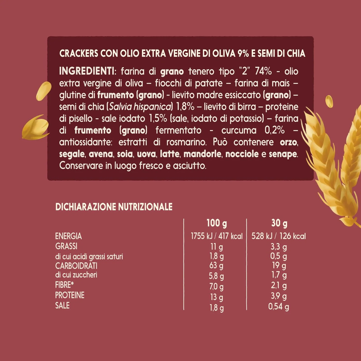 Misura Protein Sfoglie con Semi di Chia - Cotte al Forno, Ricche di Fibre, con 13 g di Proteine, Senza Aromi, Confezione da 170 gr con Carta Certificata FSC