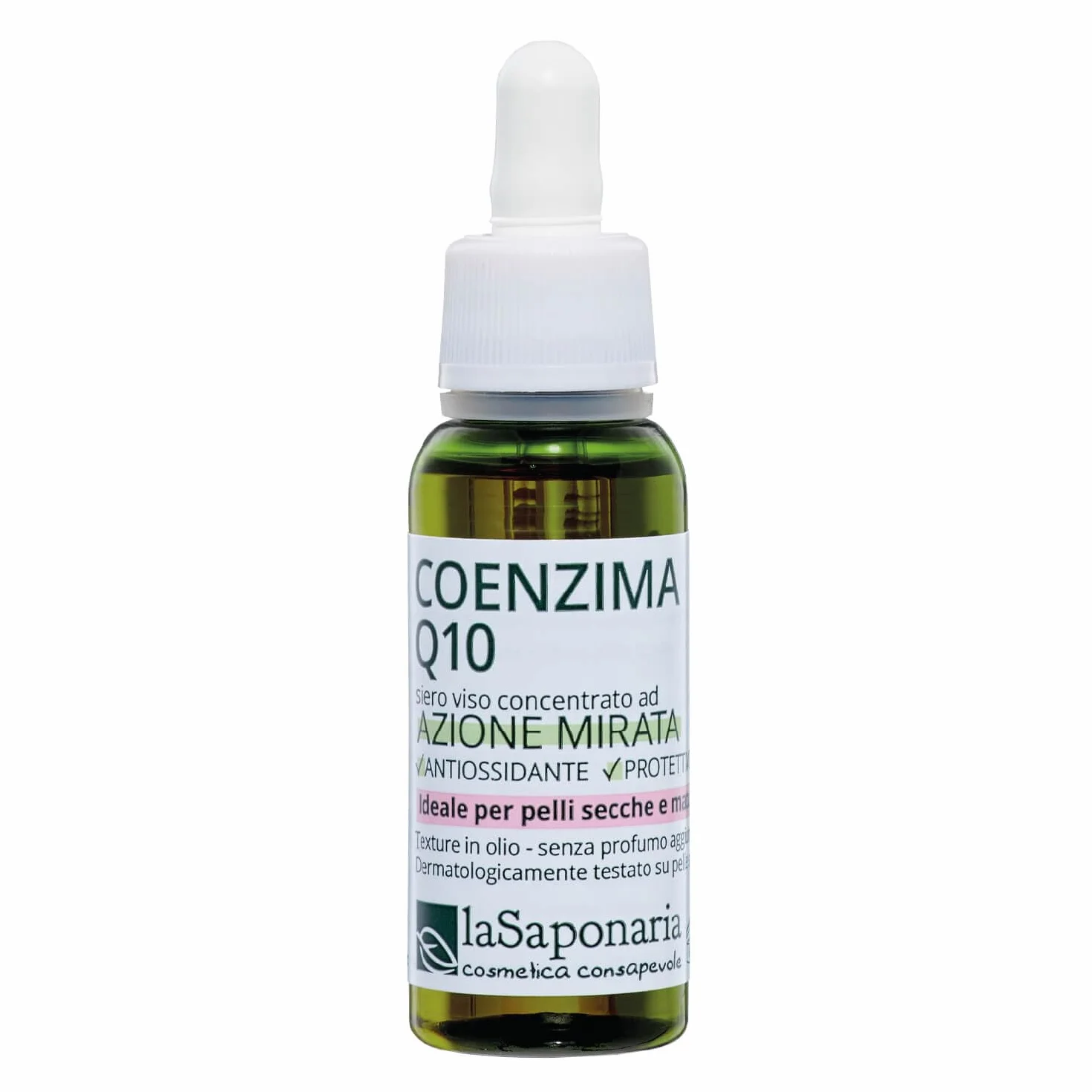 La Saponaria | Siero Viso Coenzima Q10, Idratante, protettivo e antiossidantee, Biologico, Ideali per pelli secche, mature e stanche, 30 ml