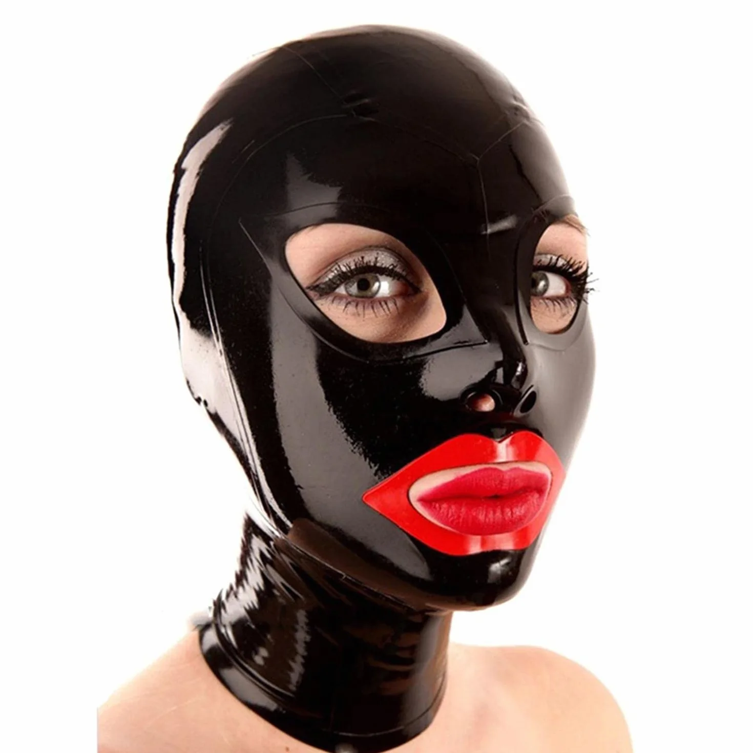 Lattice Maschera per la testa Cappuccio in latex per gioco di ruolo Party Abbigliamento da club