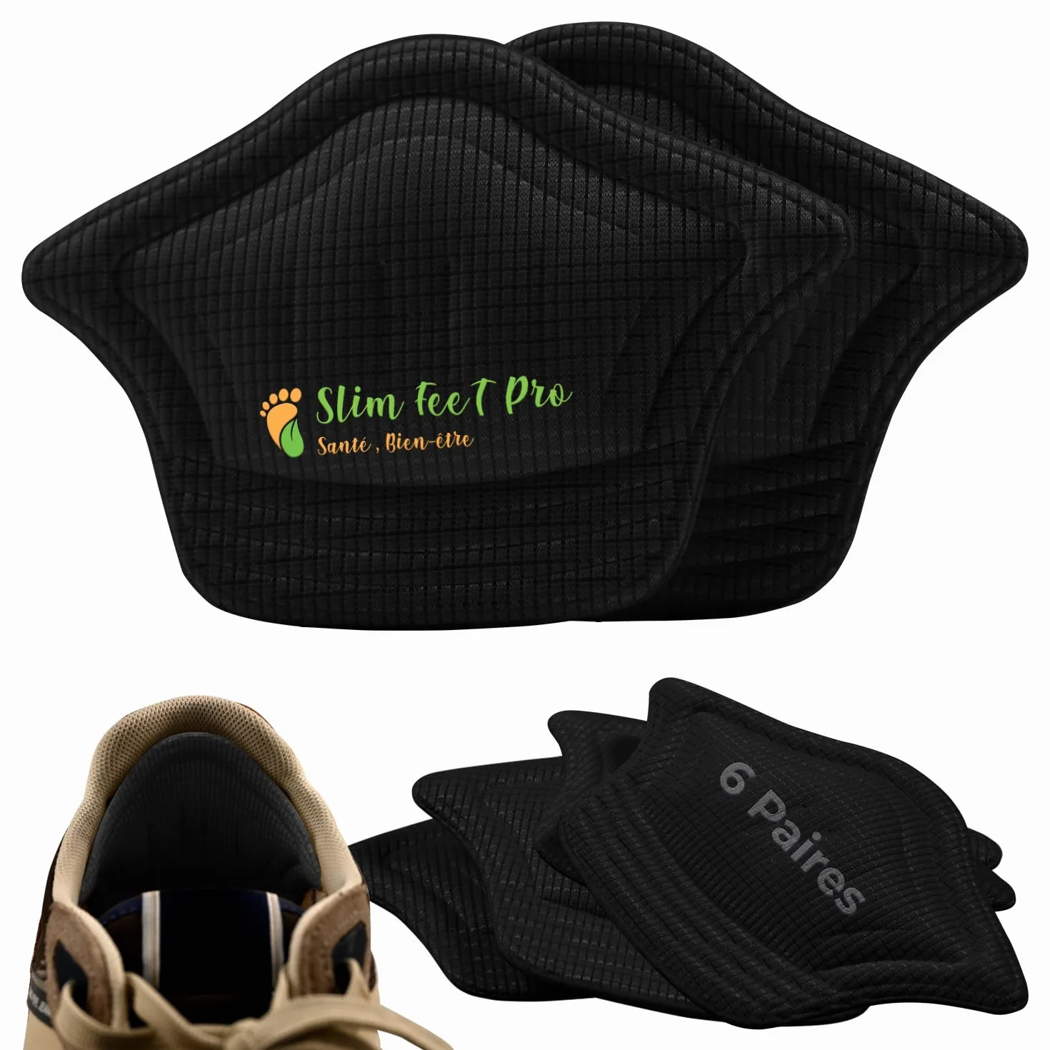 Cuscinetti Tallone Tipo Corona Nero 6 Paia Slim Feet Pro Comfort 3D Anti-Sfregamento Regolazione Scarpe Grandi