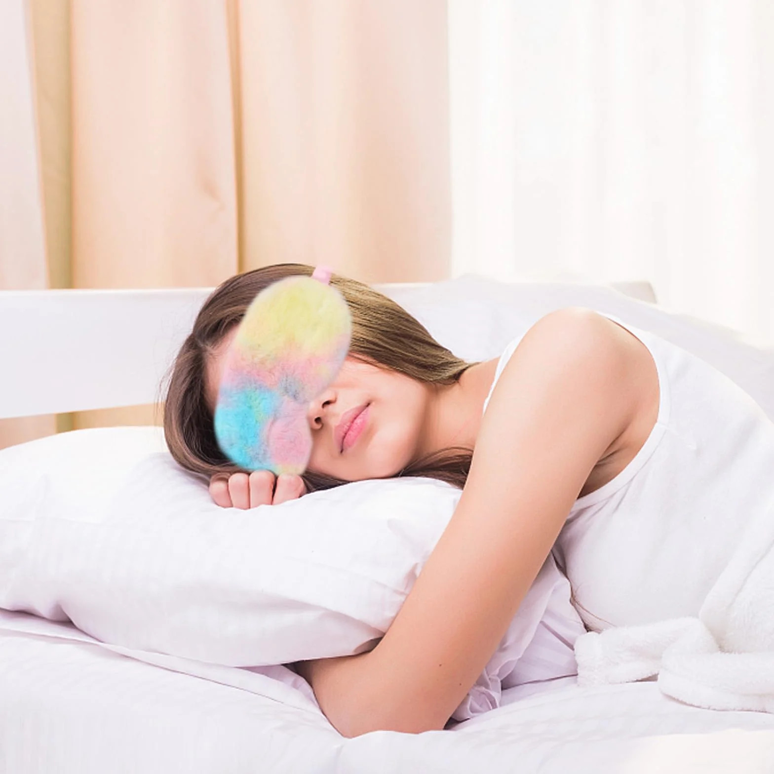 EUPSIIU 6 Pezzi Simpatiche Mascherina per Dormire in Peluche, Maschera Occhi per Dormire Antiluce per Donna, Benda Occhio Traspirante Maschera di Sonno Copertura degli Occhi per Bambina Ragazzi