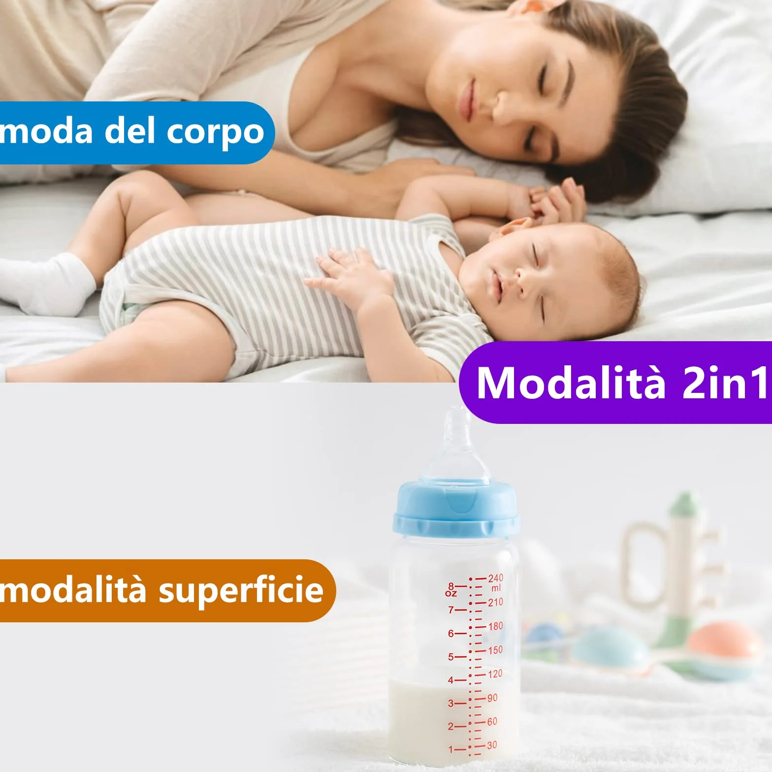 Termometro Infrarossi senza Contatto Digitale con Allarme Febbre e Memorizzazione per Adulti Bambini Neonato Porpora