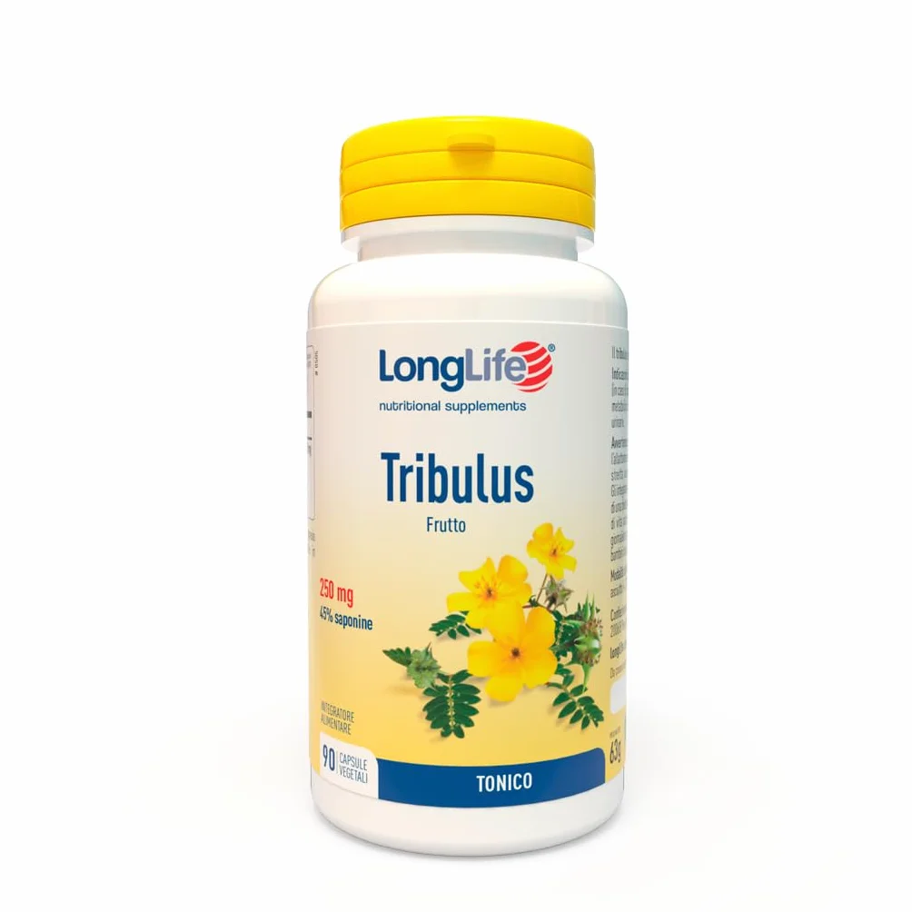 LongLife Tribulus Estratto titolato 45% saponine Azione tonica sostegno metabolico Vie urinarie funzione digestiva Vegano senza glutine