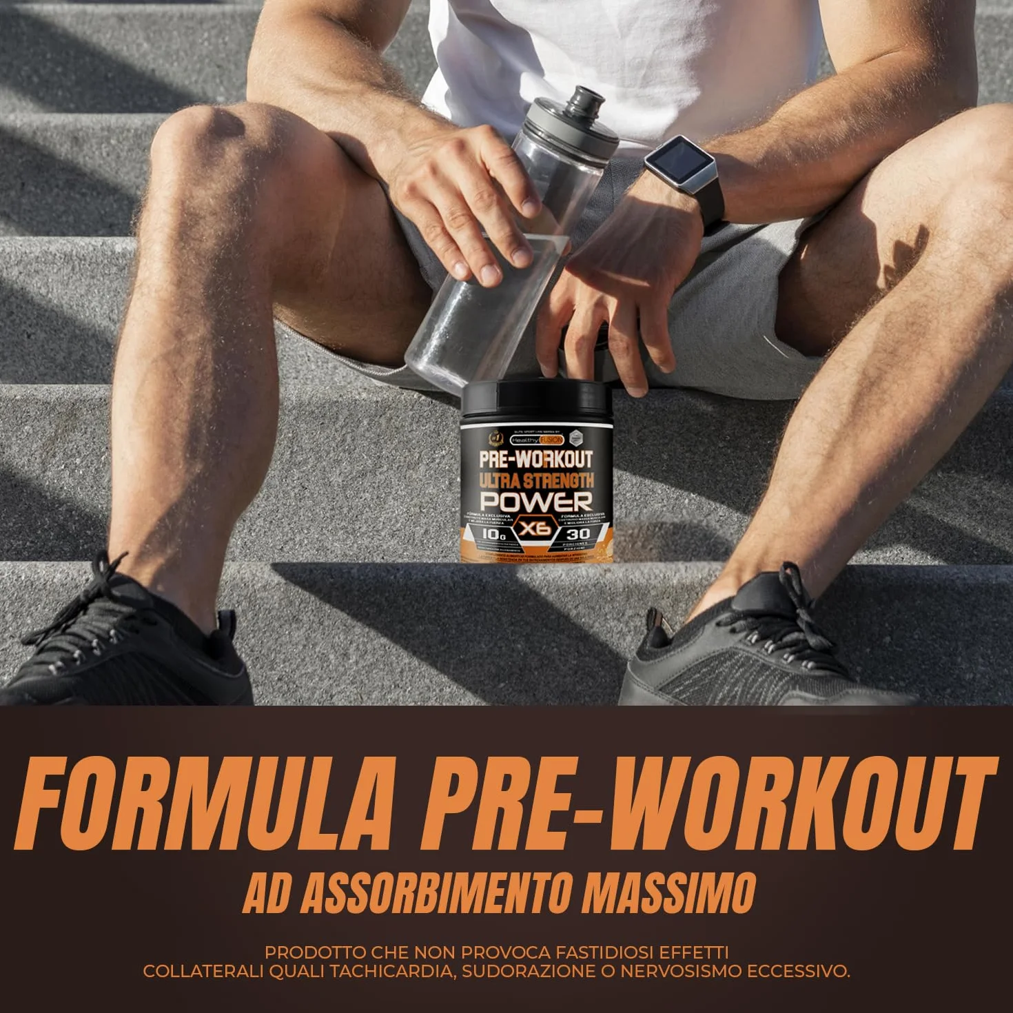 Pre-Workout bevanda energetica | con Creatina | Resistenza, energia e forza inarrestabile | Elimina la fatica e la stanchezza | Beta-Alanina, Taurina, Caffeina e Vitamine | 300g Arancia