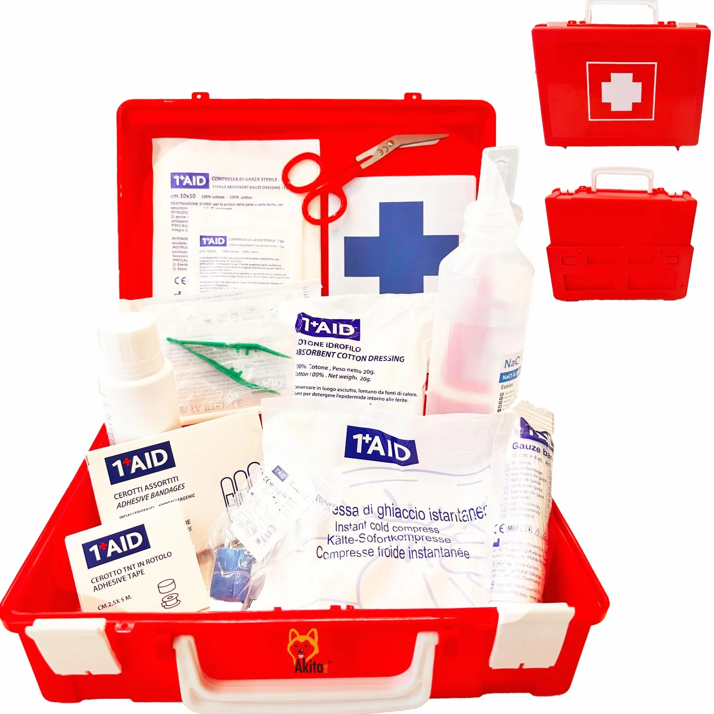Akitaink Cassetta medica pronto soccorso ALLEGATO 2 aziende meno 3 dipendenti staffa muro Conforme DM388 DL81 Made in Italy