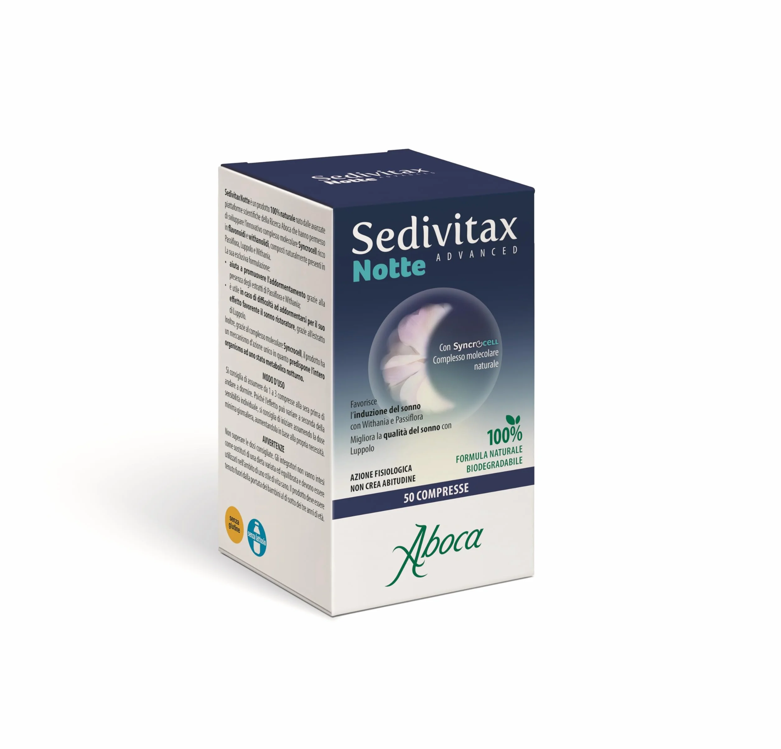 Aboca Sedivitax Notte Advanced Integratore Alimentare 50 Compresse con Withania, Passiflora e Luppolo - Favorisce l'Induzione e la Qualità del Sonno - Formato Convenienza