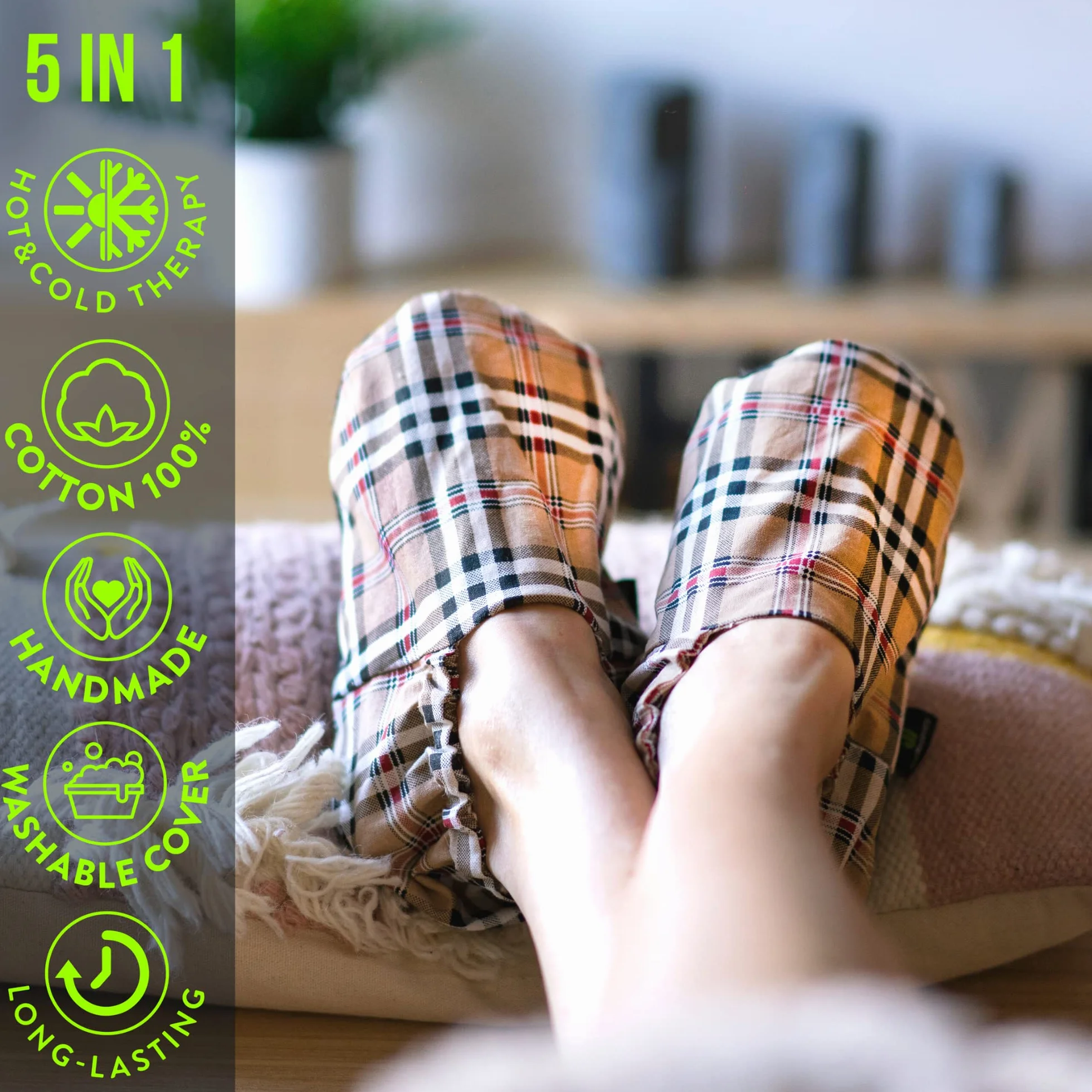 Feel Recovery Pantofole Scaldapiedi Microonde - Ciabatte Riscaldate con Semi - Riscaldanti per Piedi Freddi - Federa Esterna Lavabile in Cotone 100% e Fiori di Lavanda (Oxford, S/M)